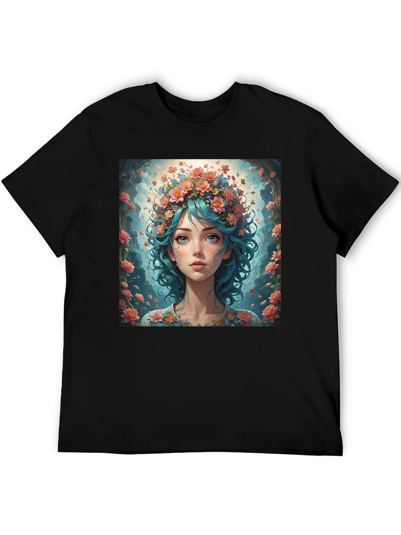 Floral Maiden T-Shirt - Artistic Graphic Tee