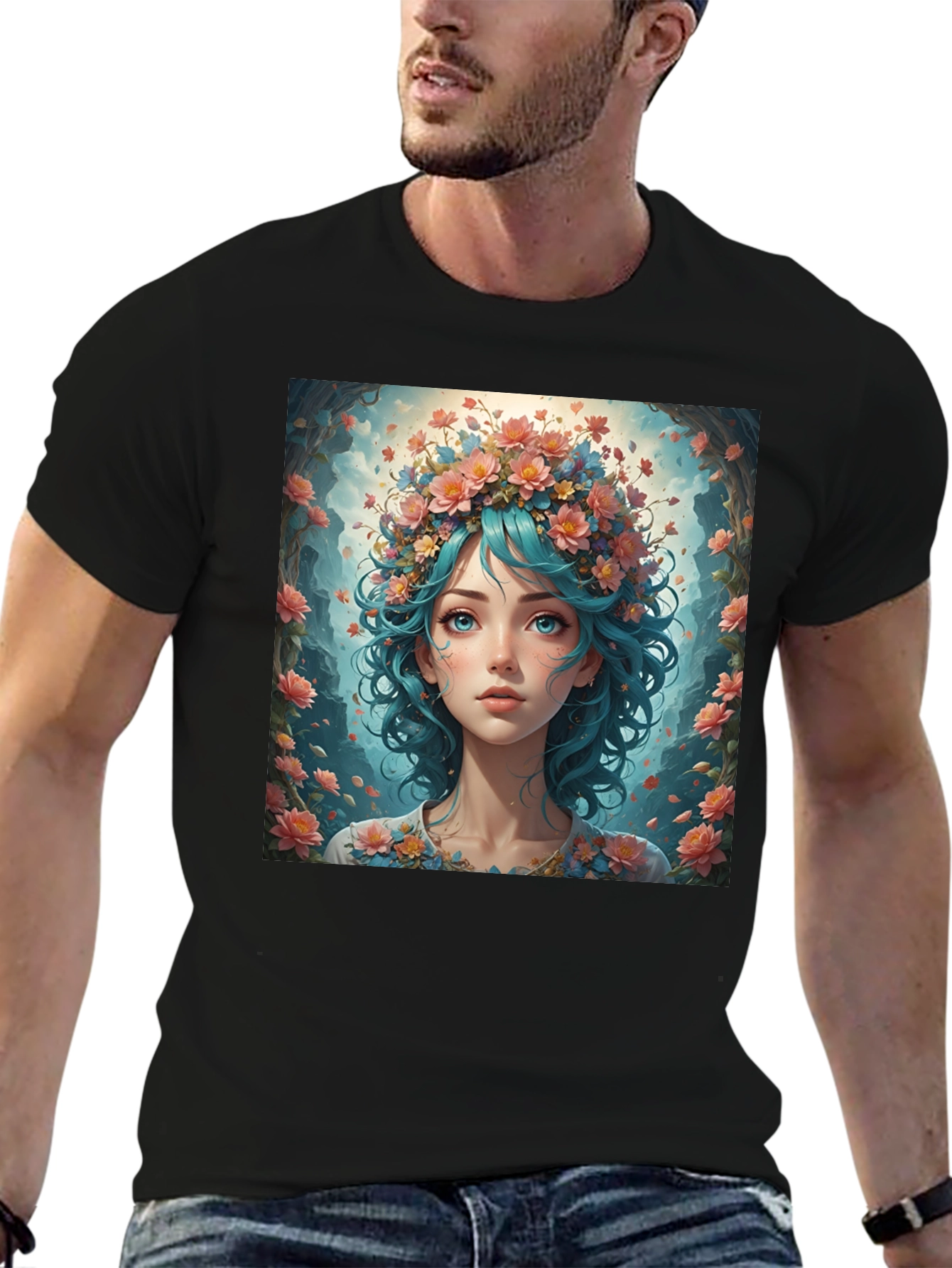 Floral Maiden T-Shirt - Artistic Graphic Tee