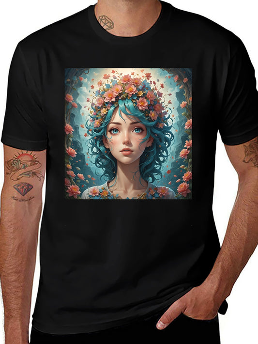 Floral Maiden T-Shirt - Artistic Graphic Tee