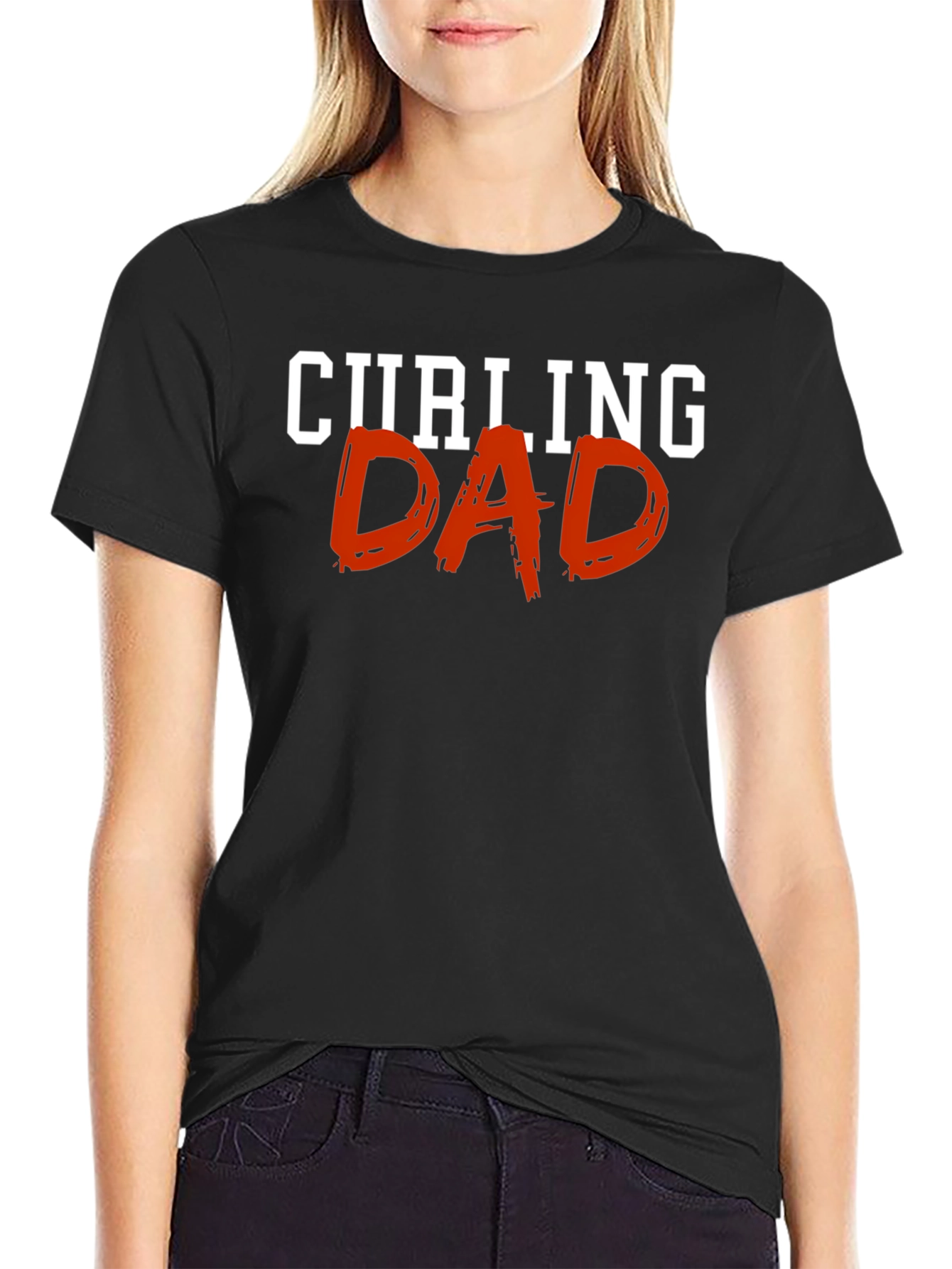 Curling Dad Graphic T-Shirt - Black