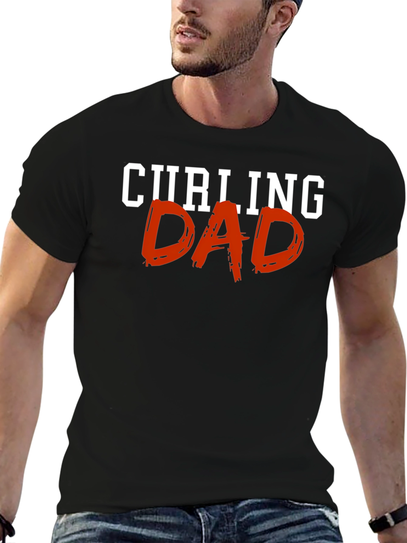Curling Dad Graphic T-Shirt - Black