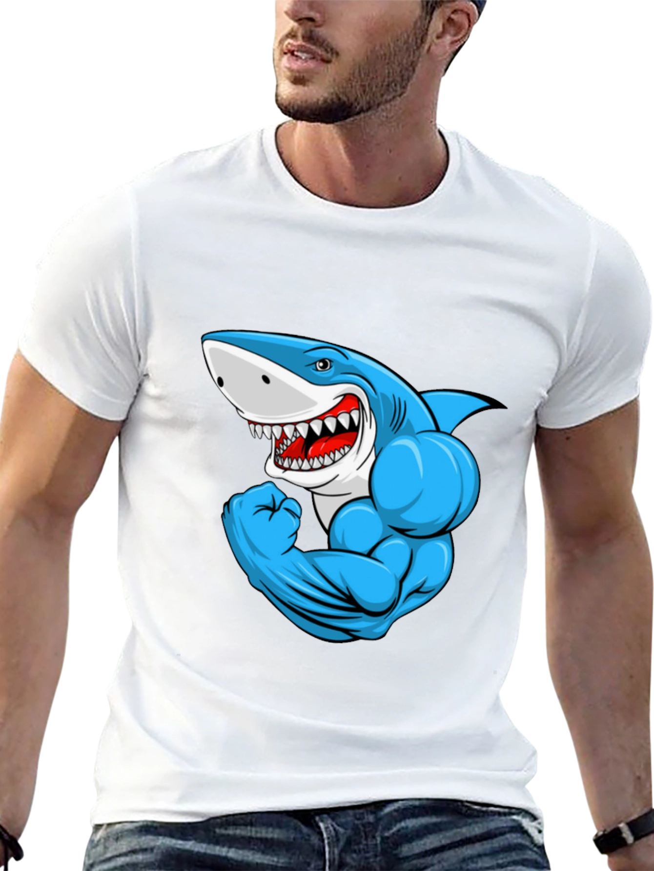 Muscle Shark Graphic Black T-Shirt
