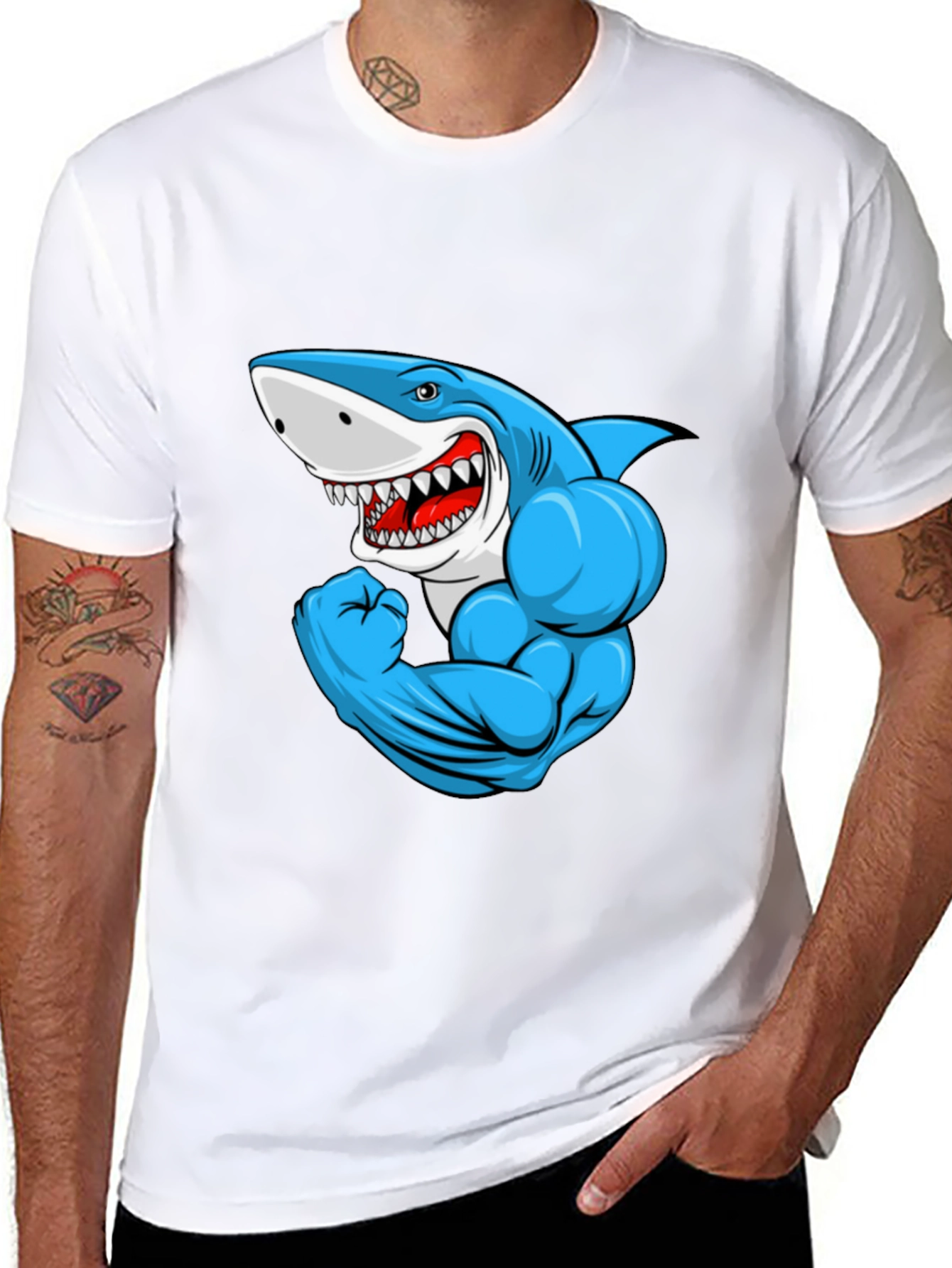 Muscle Shark Graphic Black T-Shirt