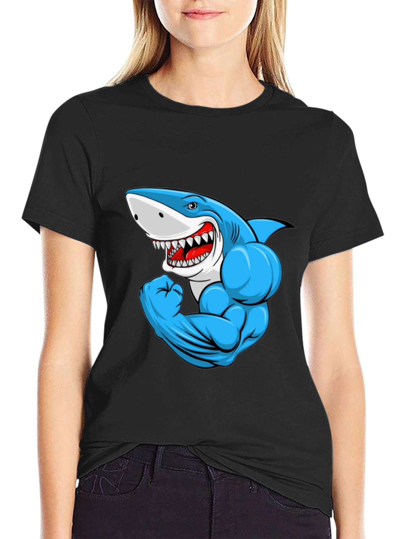 Muscle Shark Graphic Black T-Shirt