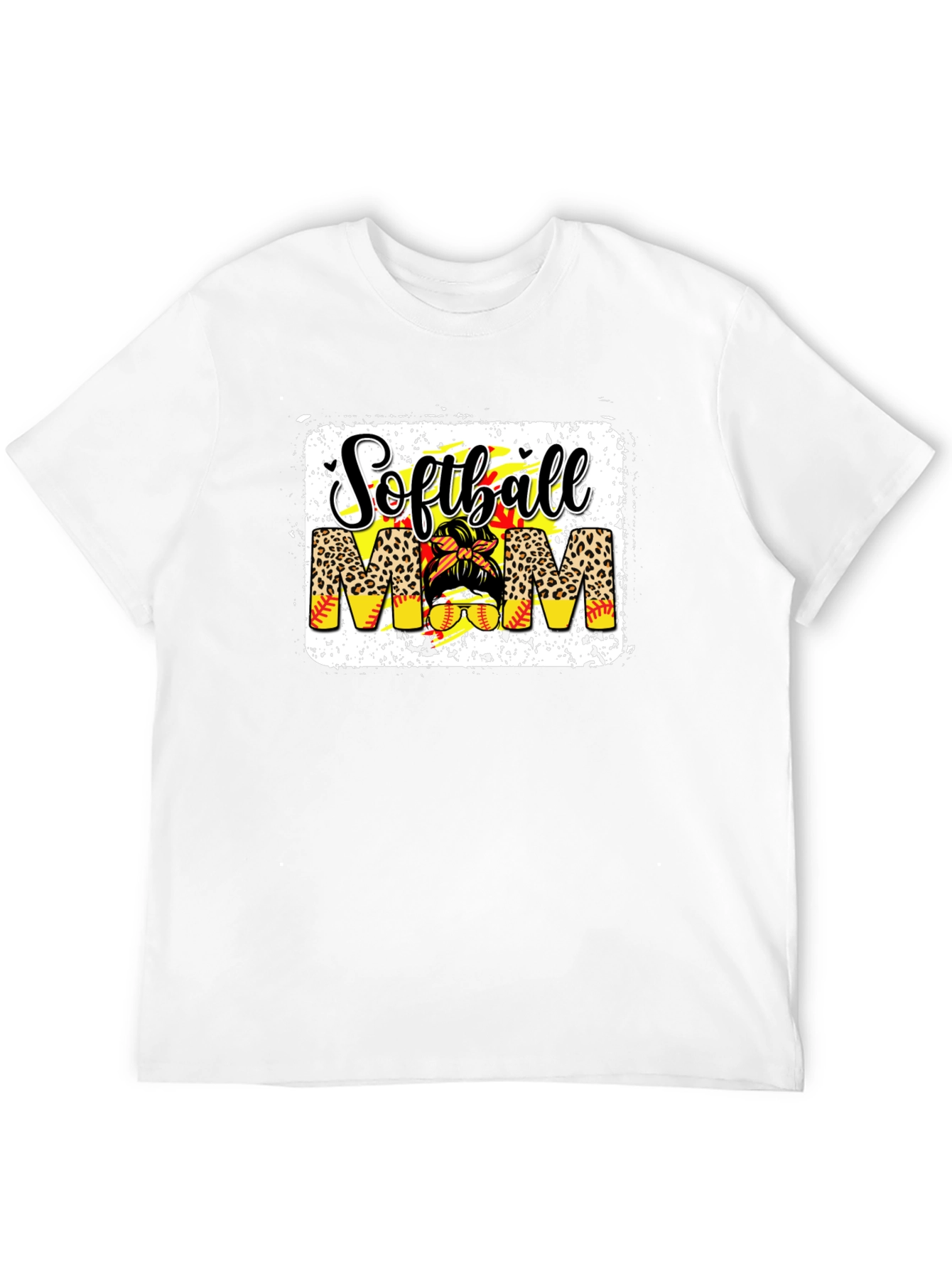 Softball Mom T-Shirt - Leopard Print