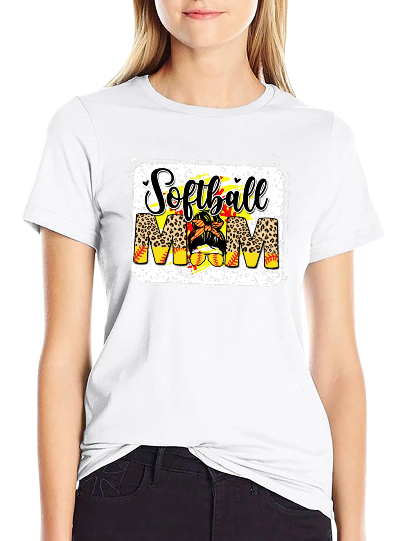 Softball Mom T-Shirt - Leopard Print