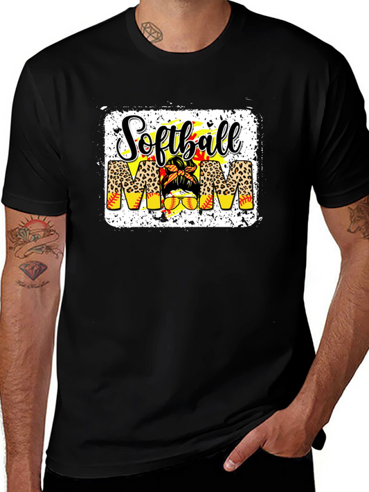 Softball Mom T-Shirt - Leopard Print
