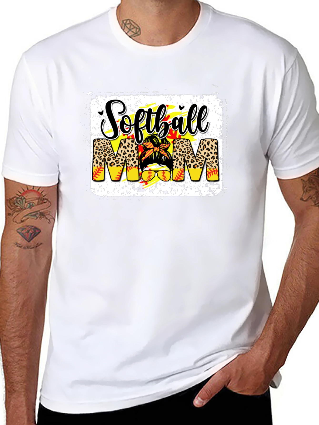 Softball Mom T-Shirt - Leopard Print