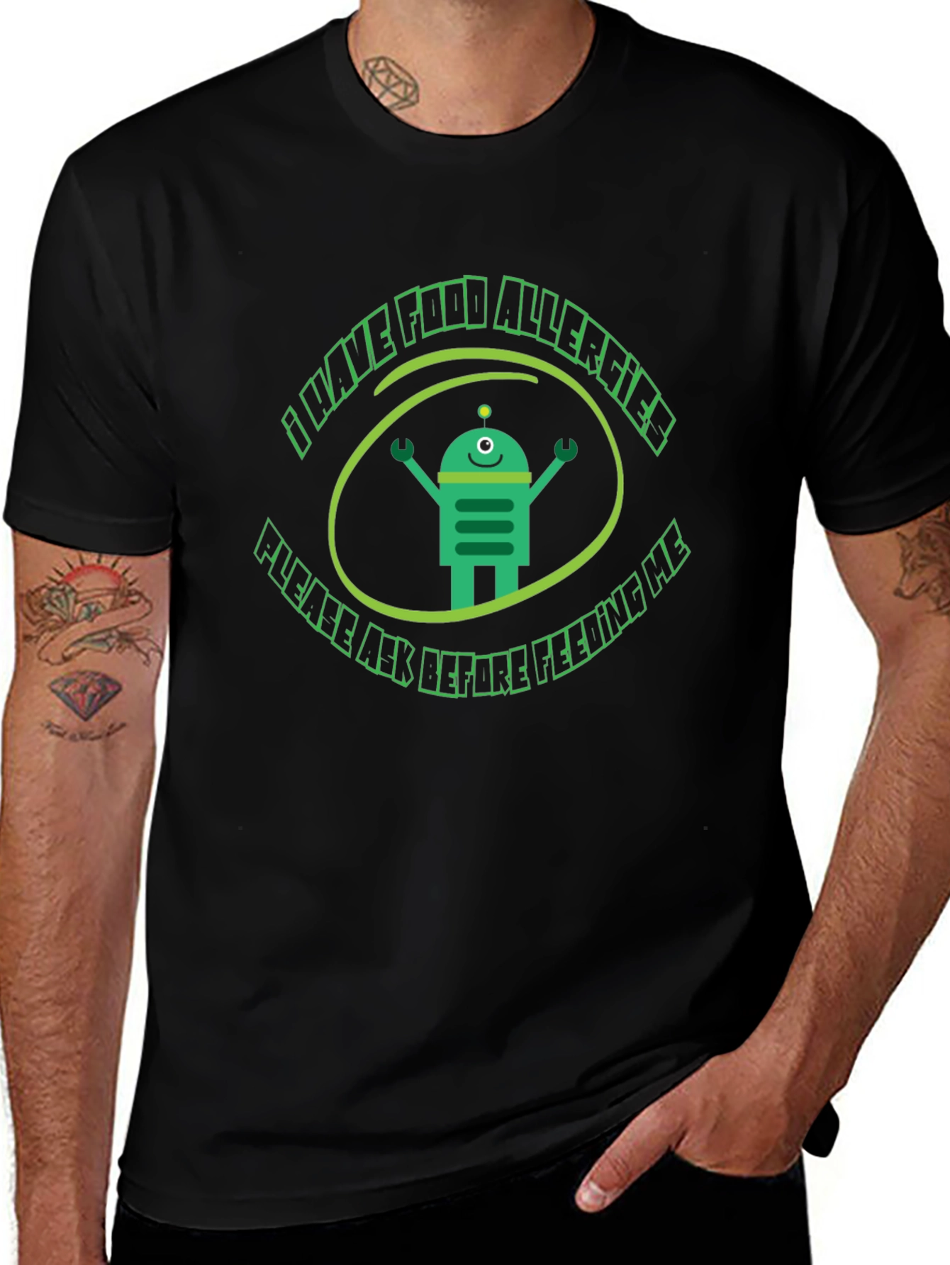 Food Allergy Awareness T-Shirt - Robot Design