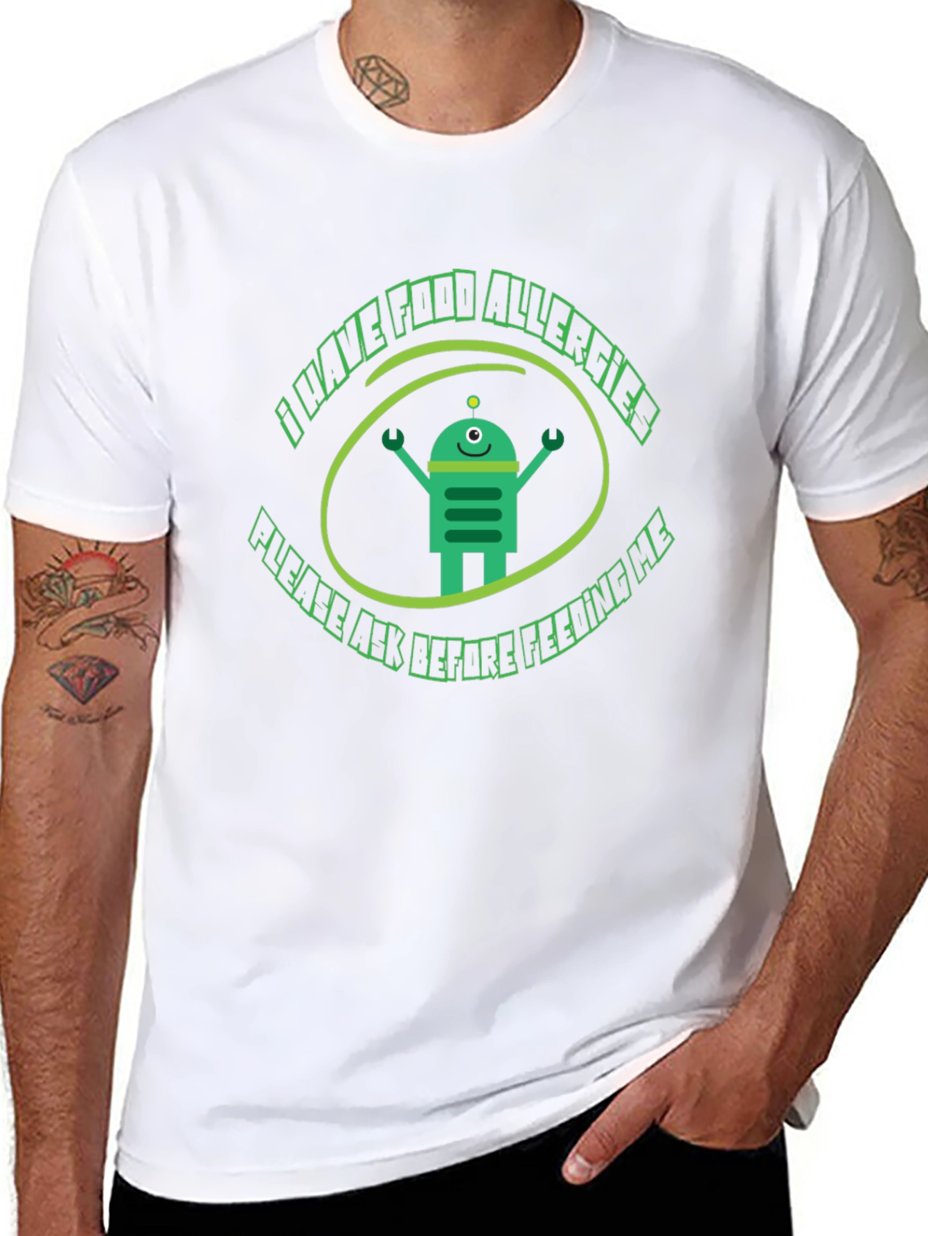 Food Allergy Awareness T-Shirt - Robot Design