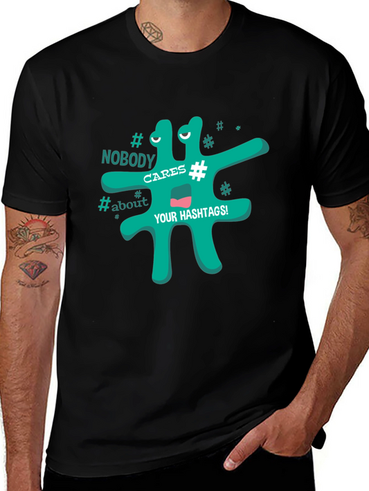 Funny Hashtag Graphic Mens Black T-Shirt