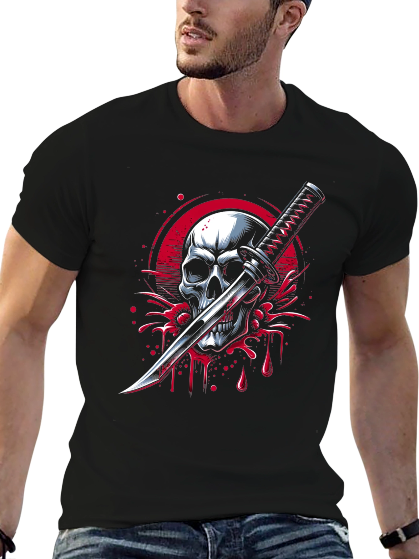 Skull & Katana Graphic Tee - Edgy Streetwear