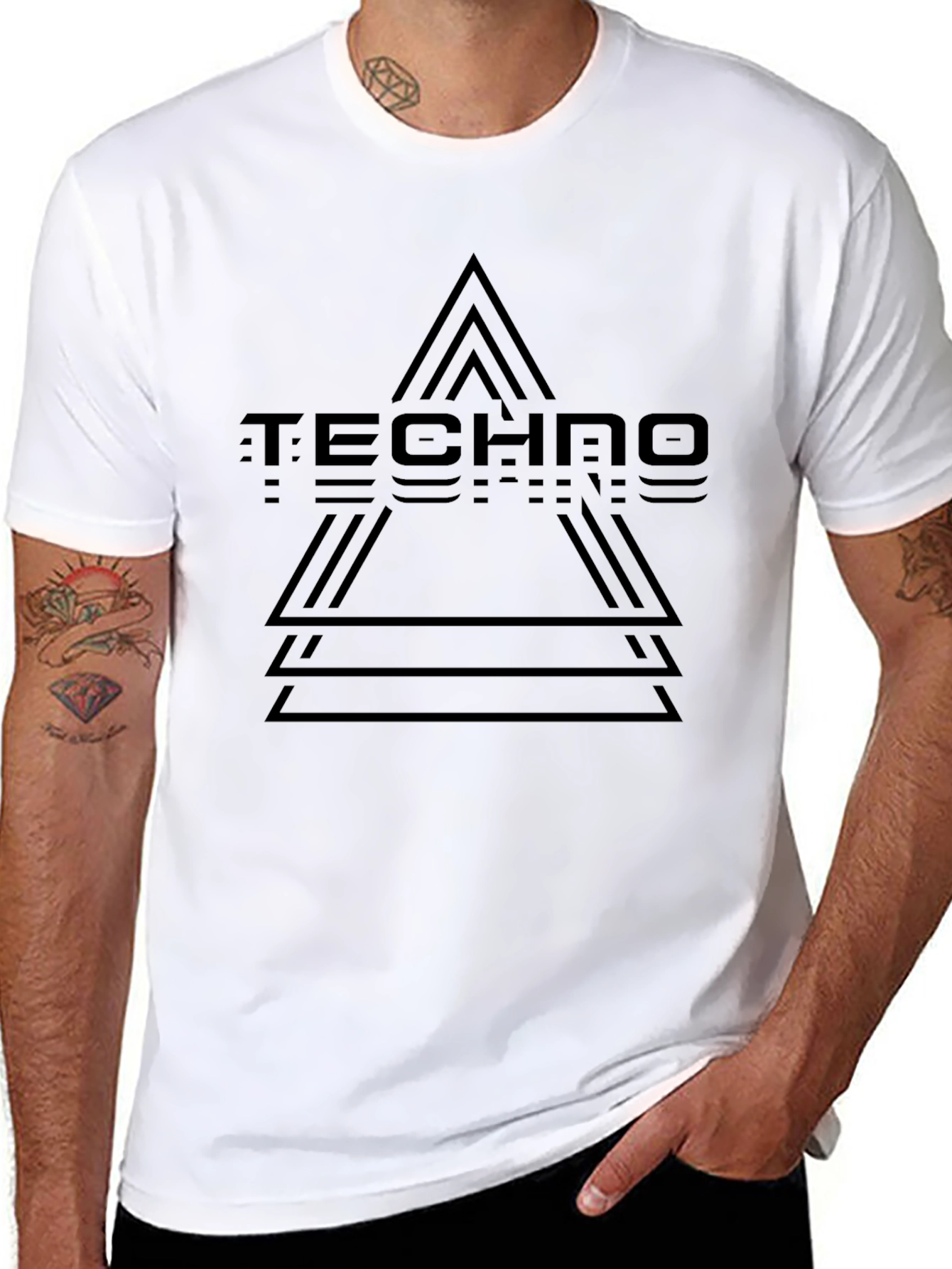 Techno Beats Graphic T-Shirt - Black