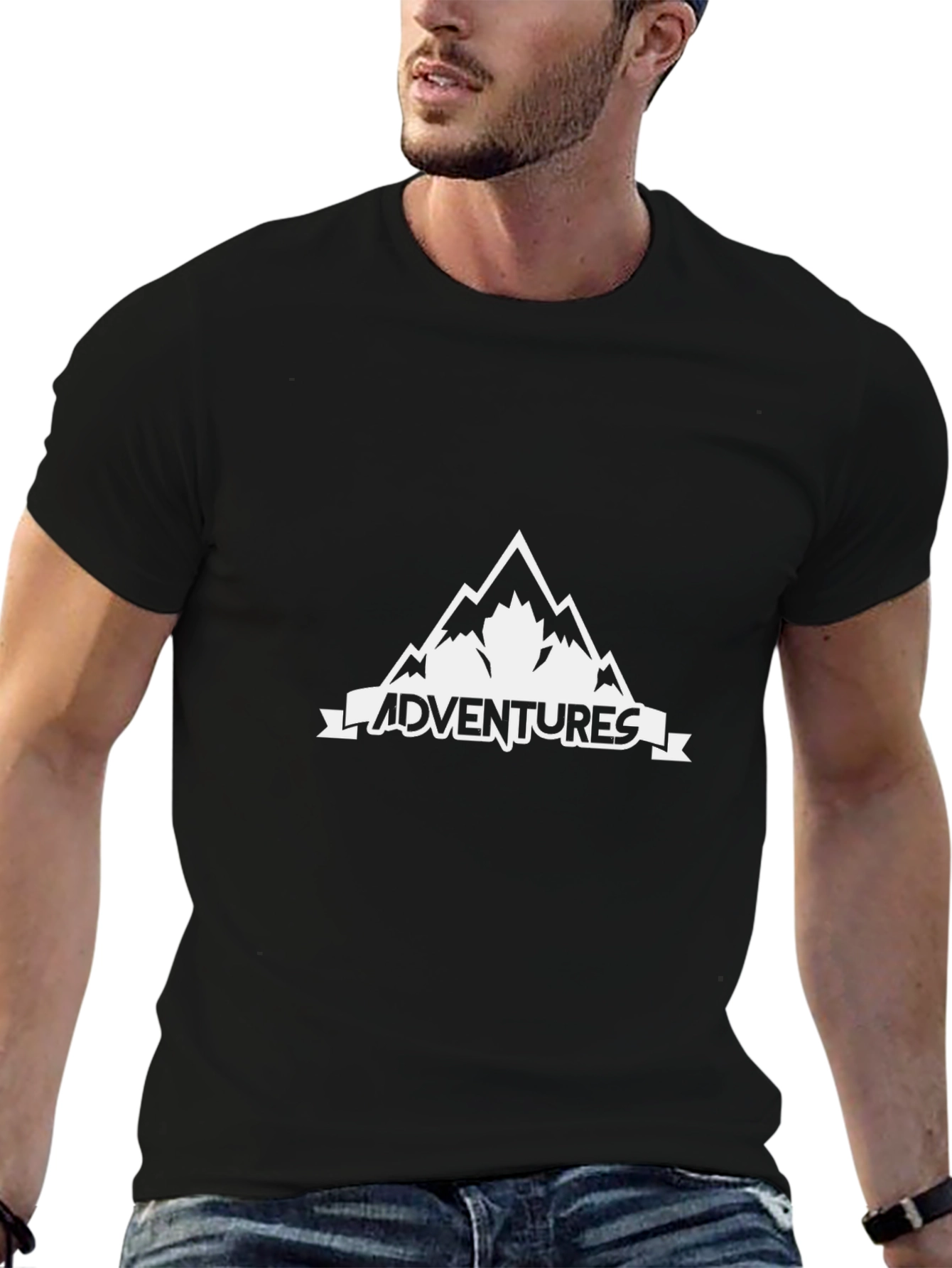 Mens Adventures Mountain Graphic T-Shirt - Black