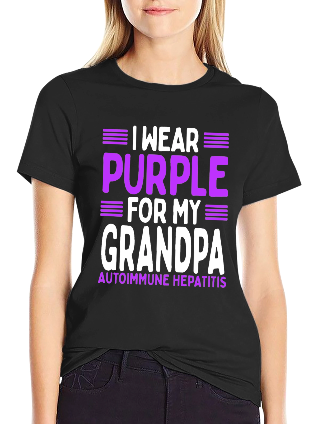 Purple for Grandpa Autoimmune Hepatitis Awareness T-Shirt