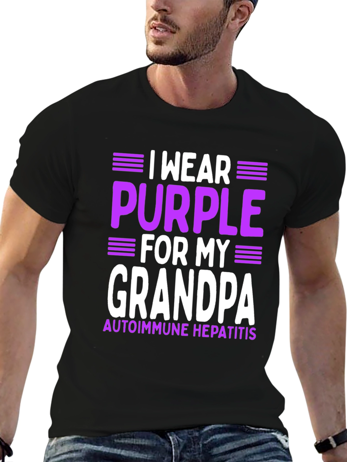 Purple for Grandpa Autoimmune Hepatitis Awareness T-Shirt
