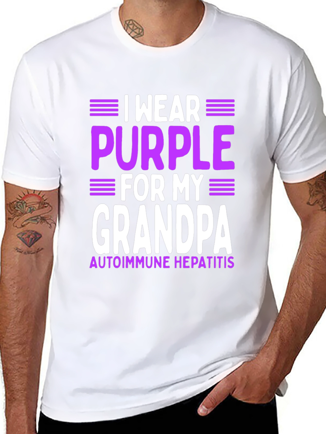 Purple for Grandpa Autoimmune Hepatitis Awareness T-Shirt