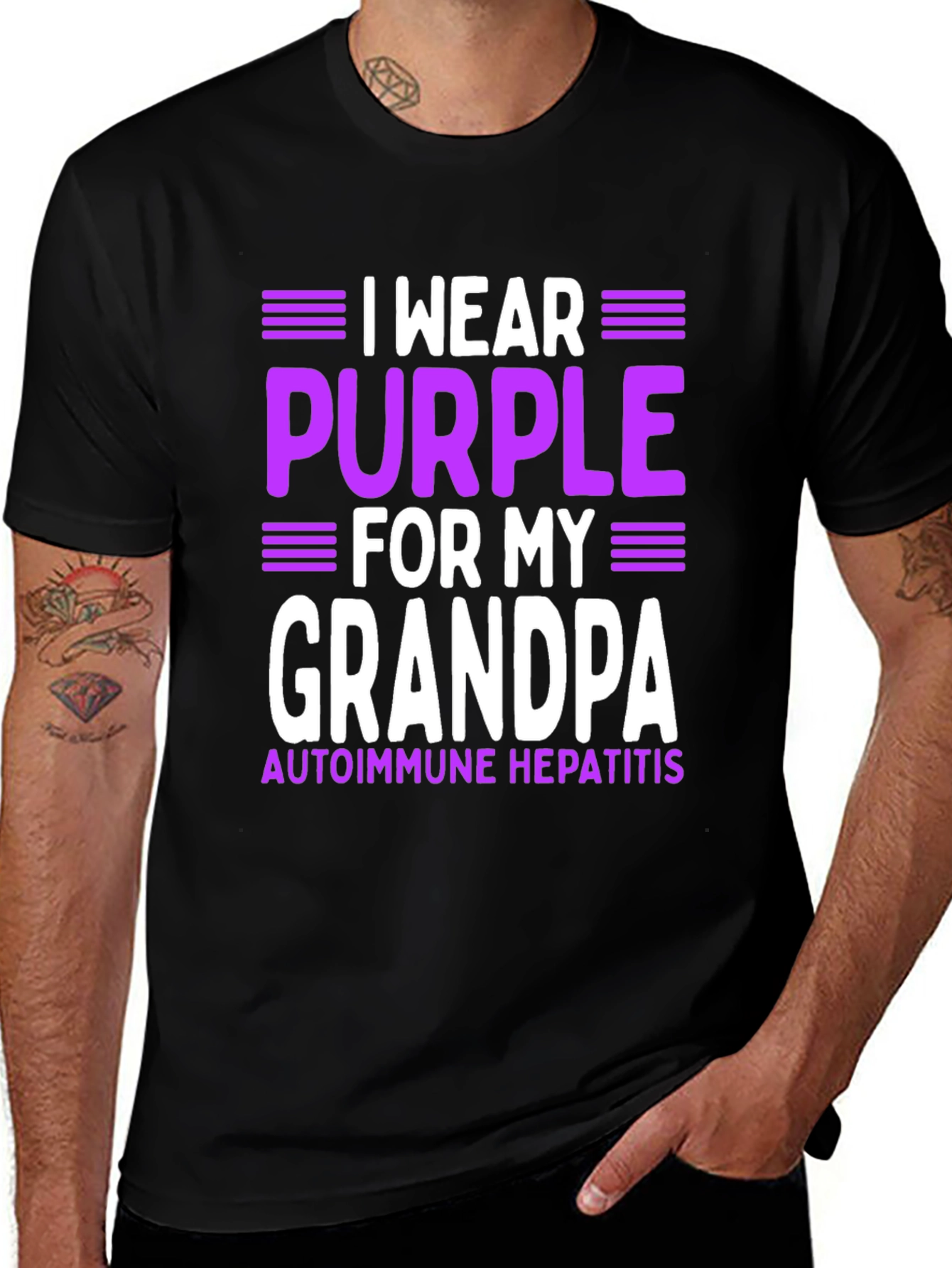 Purple for Grandpa Autoimmune Hepatitis Awareness T-Shirt