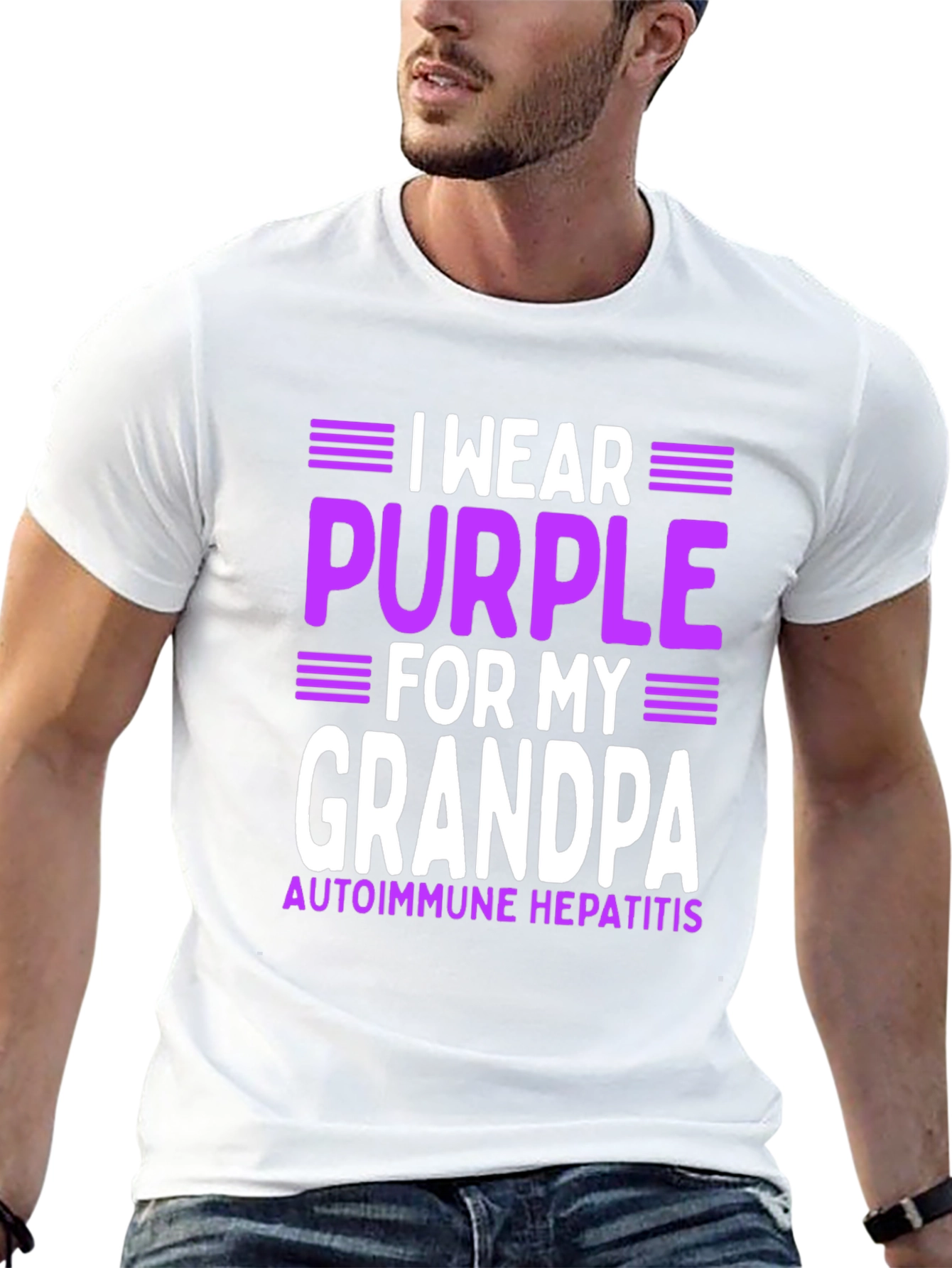 Purple for Grandpa Autoimmune Hepatitis Awareness T-Shirt
