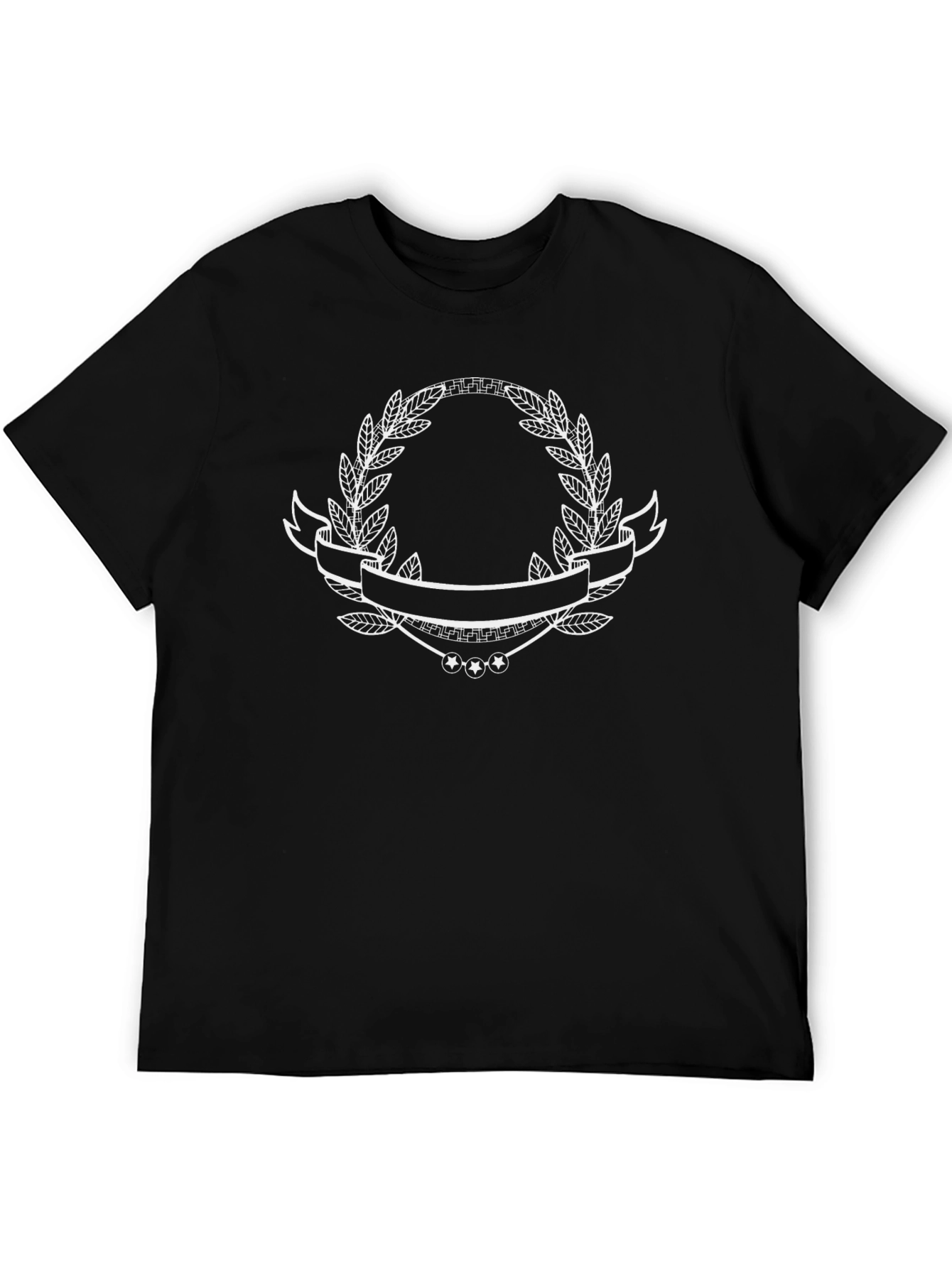 Black Graphic Tee with Laurel Wreath Design