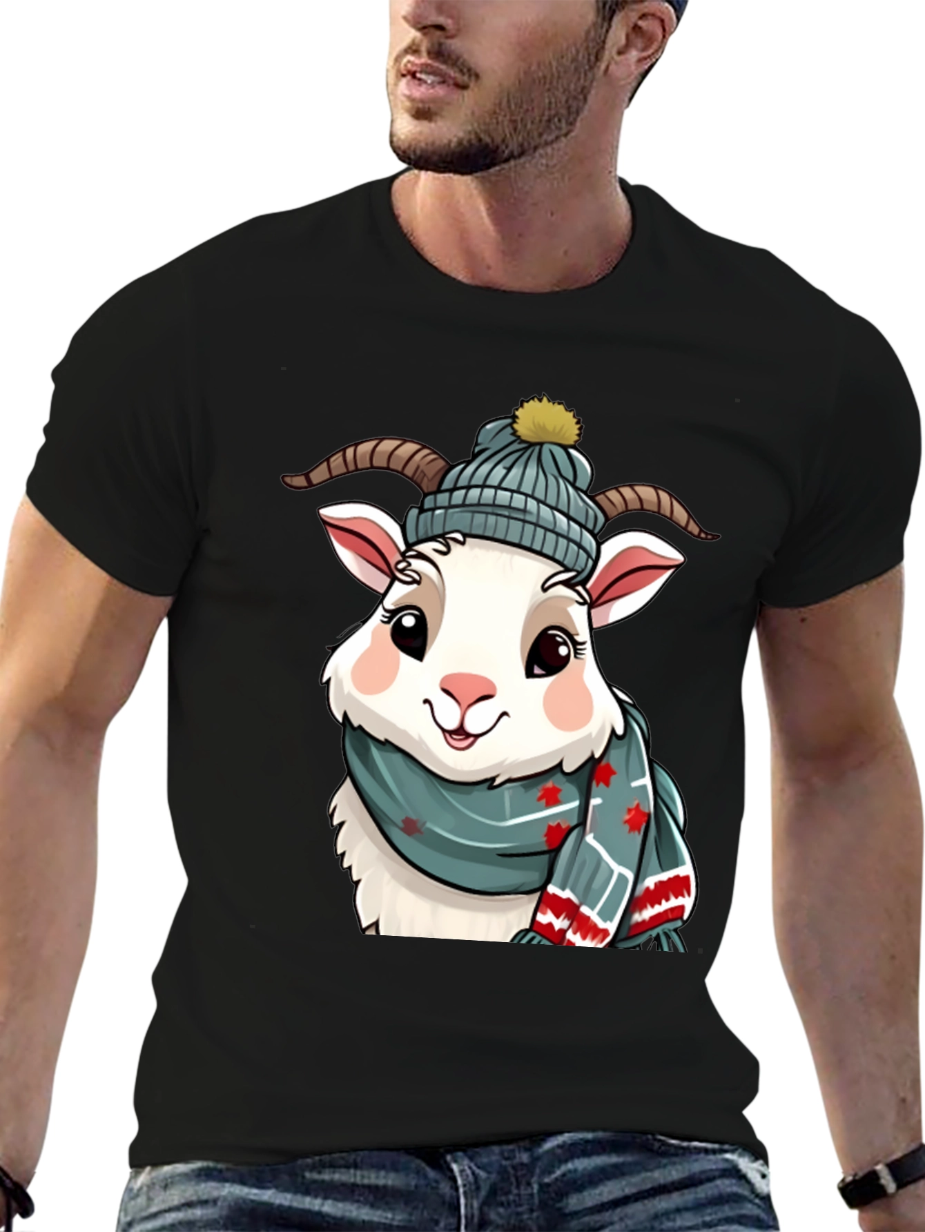 Winter Goat T-Shirt - Cozy Cartoon Animal Tee