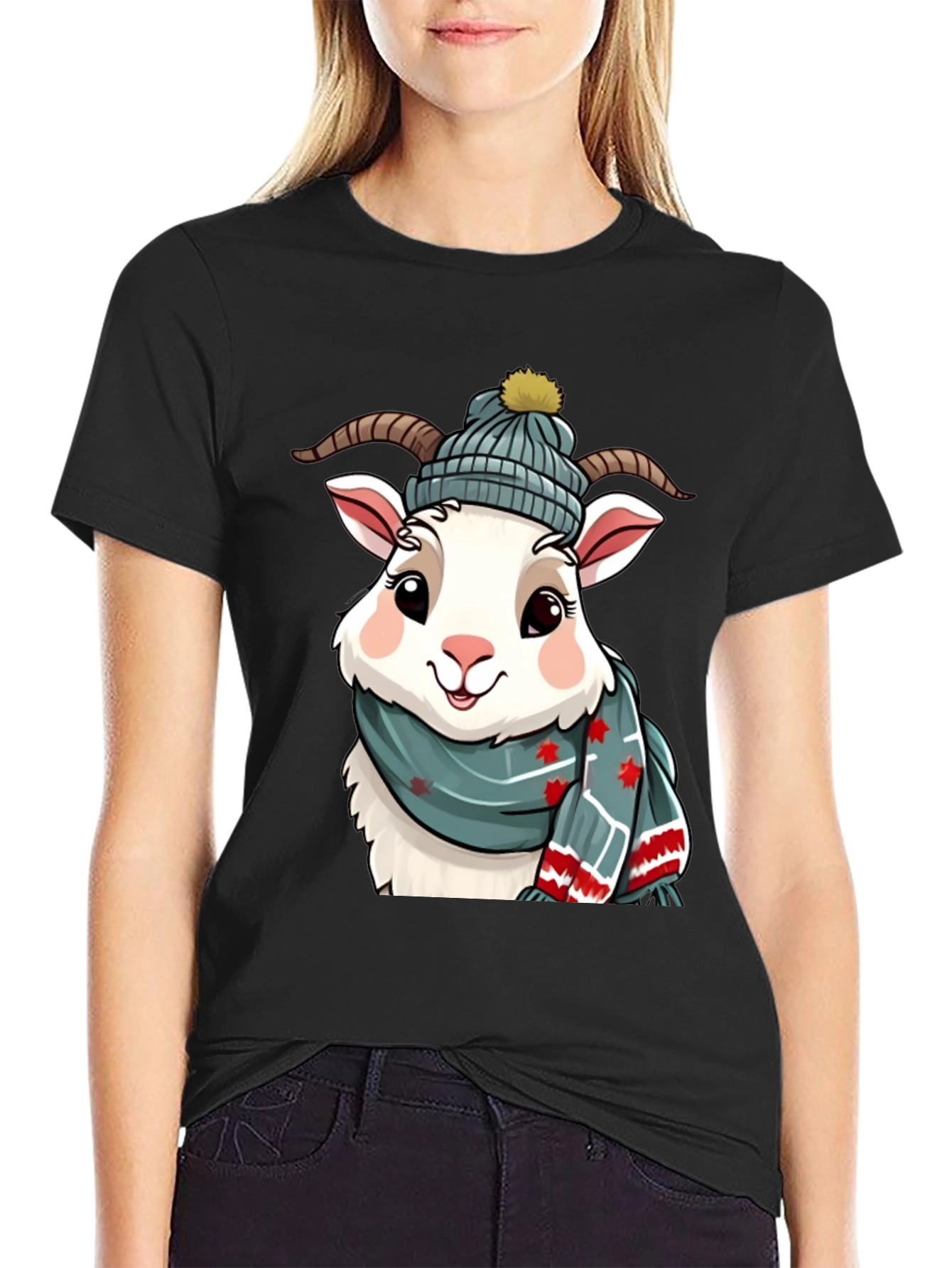 Winter Goat T-Shirt - Cozy Cartoon Animal Tee