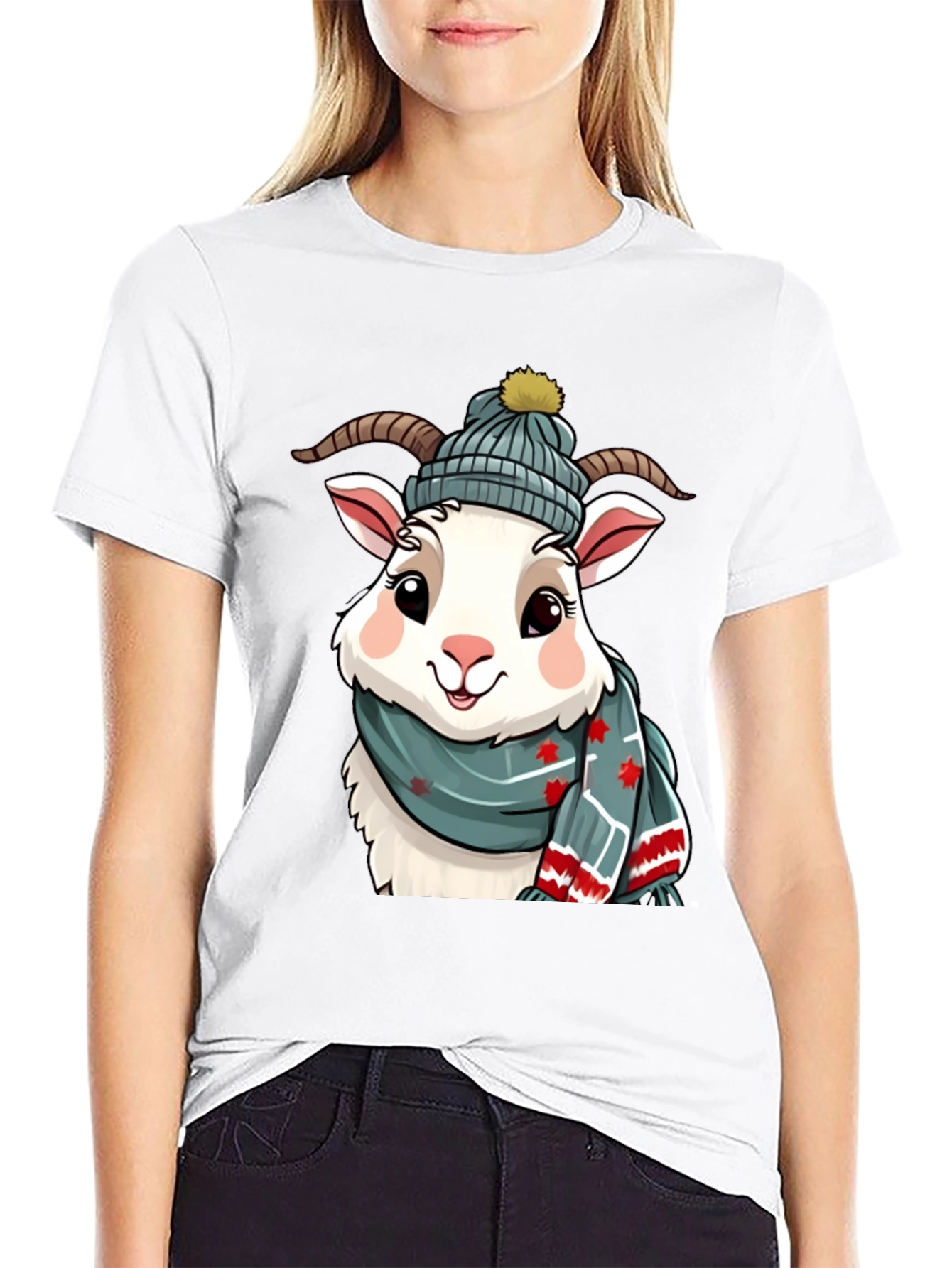 Winter Goat T-Shirt - Cozy Cartoon Animal Tee