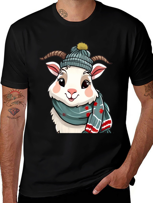 Winter Goat T-Shirt - Cozy Cartoon Animal Tee