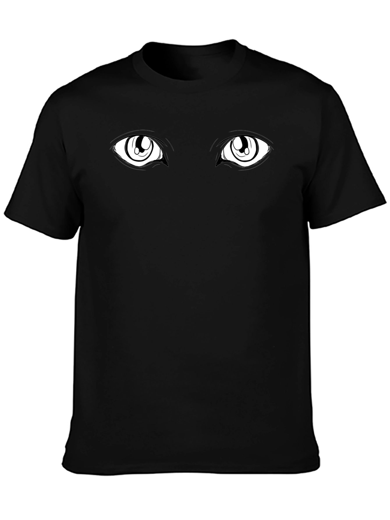 Anime Eyes Black Tee - Expressive Graphic T-Shirt