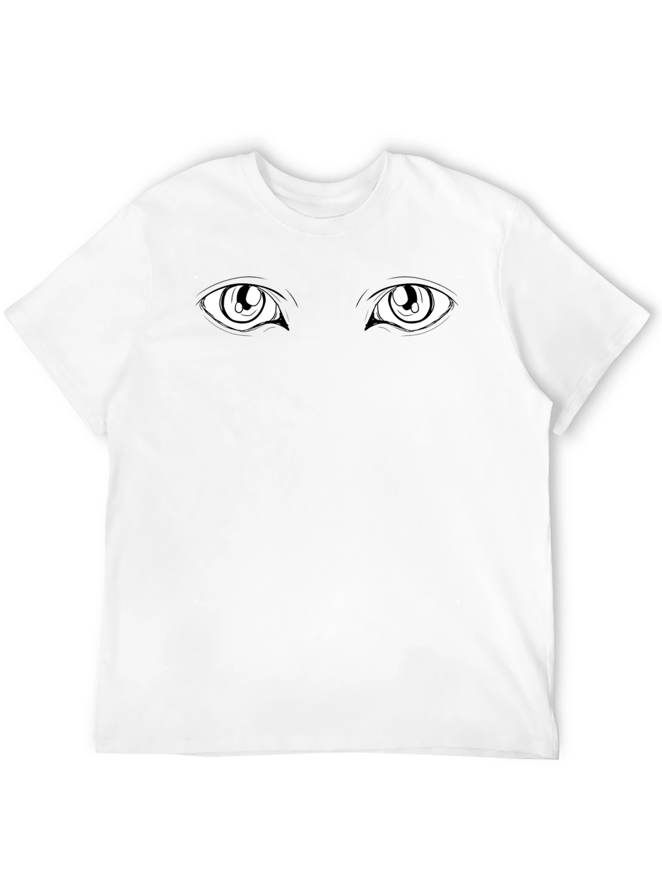 Anime Eyes Black Tee - Expressive Graphic T-Shirt