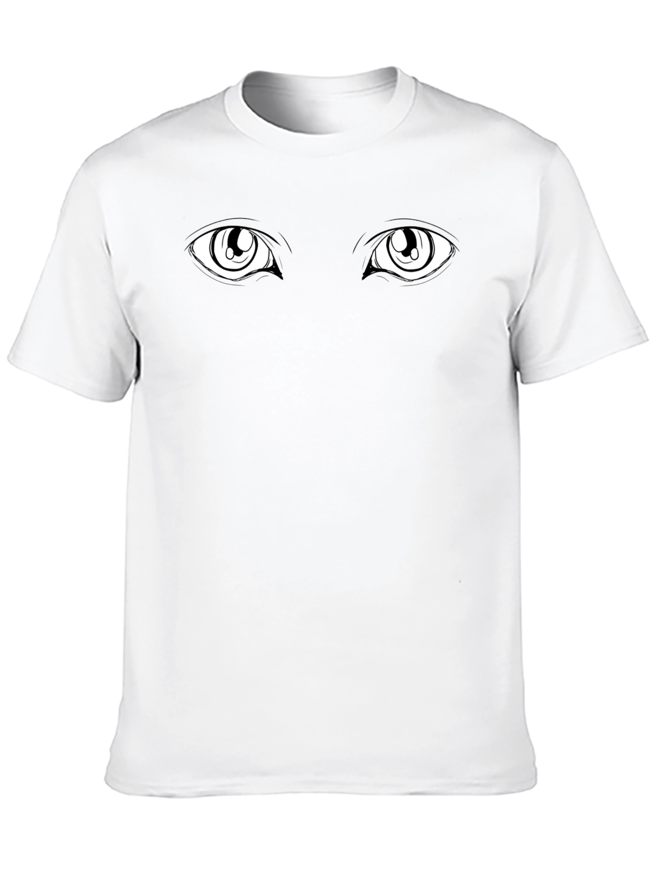Anime Eyes Black Tee - Expressive Graphic T-Shirt