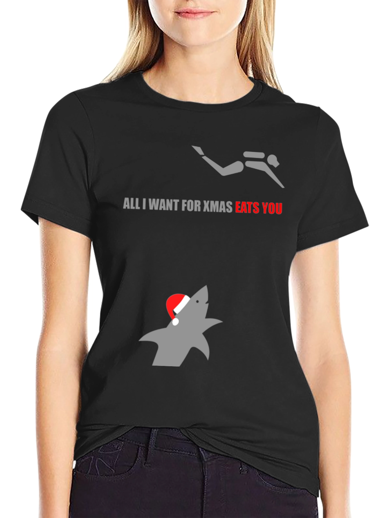 Funny Christmas Shark Diver T-Shirt