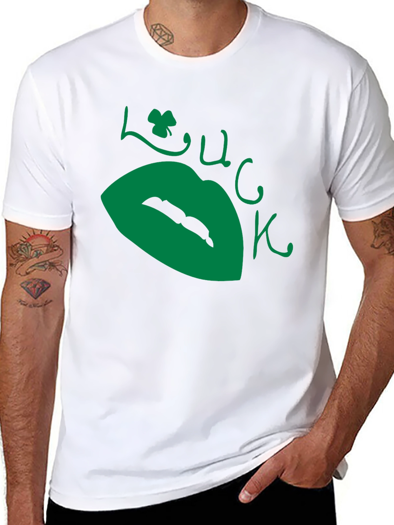 Lucky Lips Black T-Shirt - St. Patricks Day