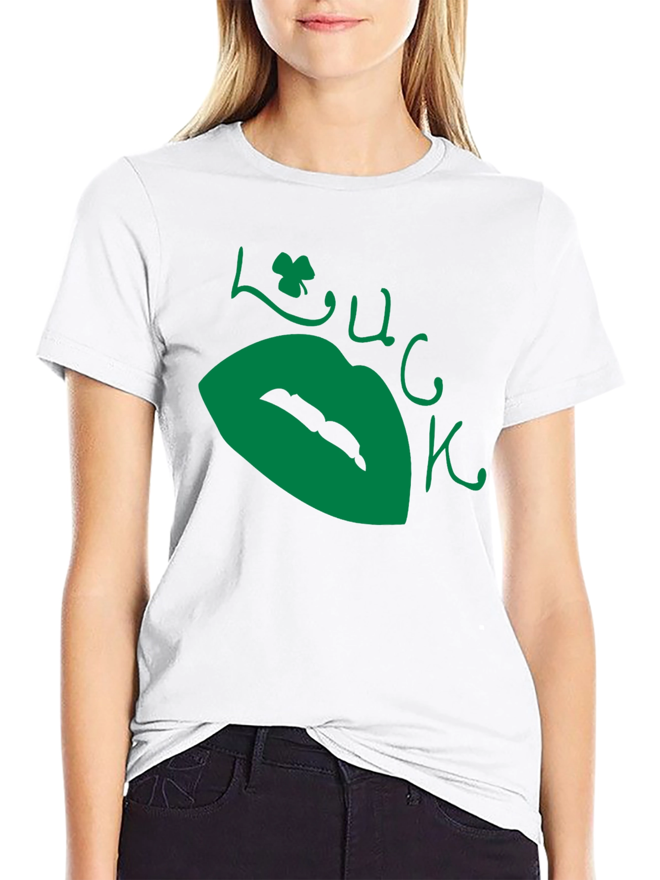 Lucky Lips Black T-Shirt - St. Patricks Day