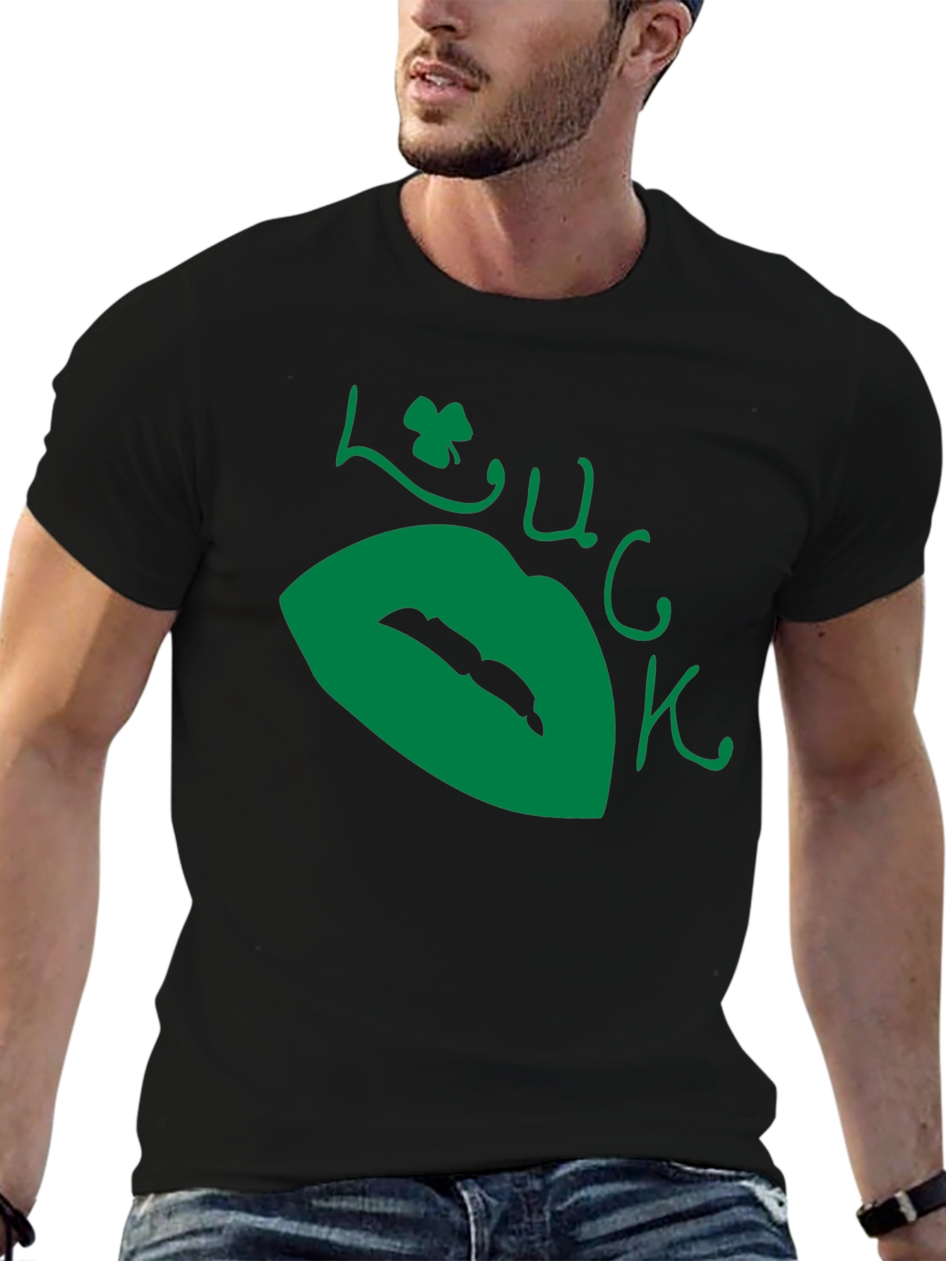 Lucky Lips Black T-Shirt - St. Patricks Day
