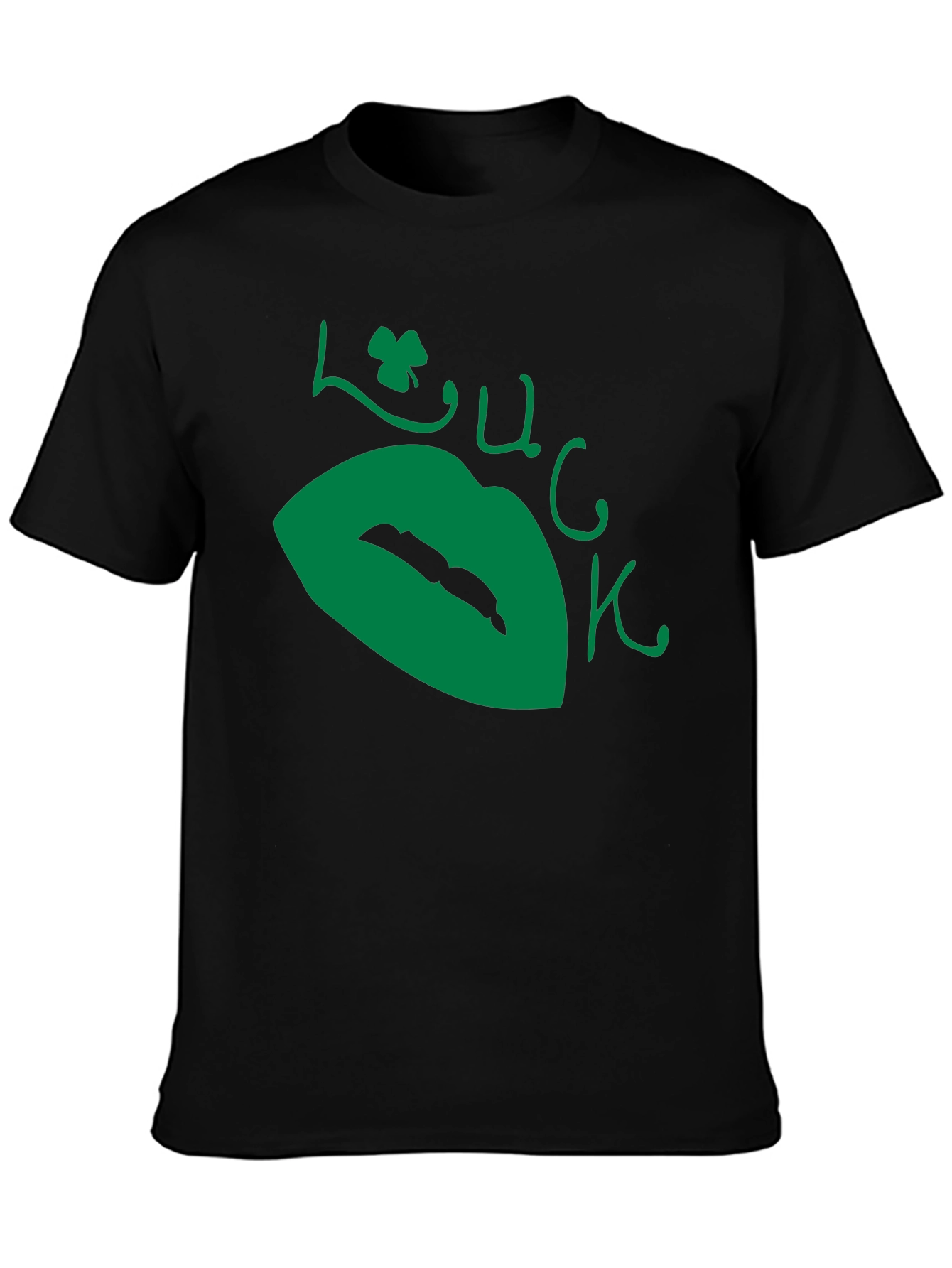 Lucky Lips Black T-Shirt - St. Patricks Day