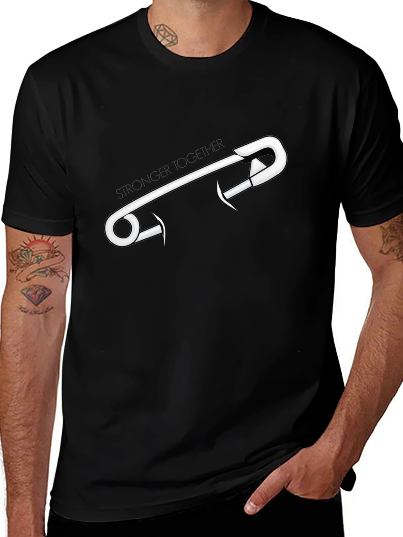 Stronger Together Safety Pin Graphic Tee - Unisex