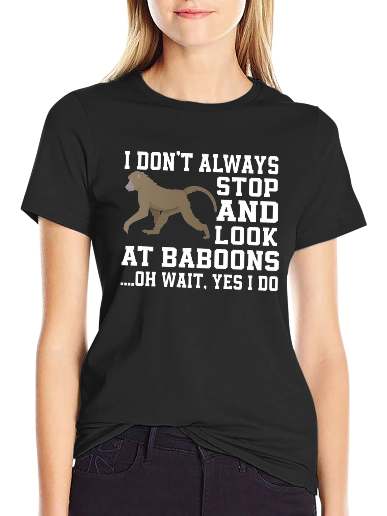 Baboon Graphic Novelty T-Shirt - Funny Animal Tee