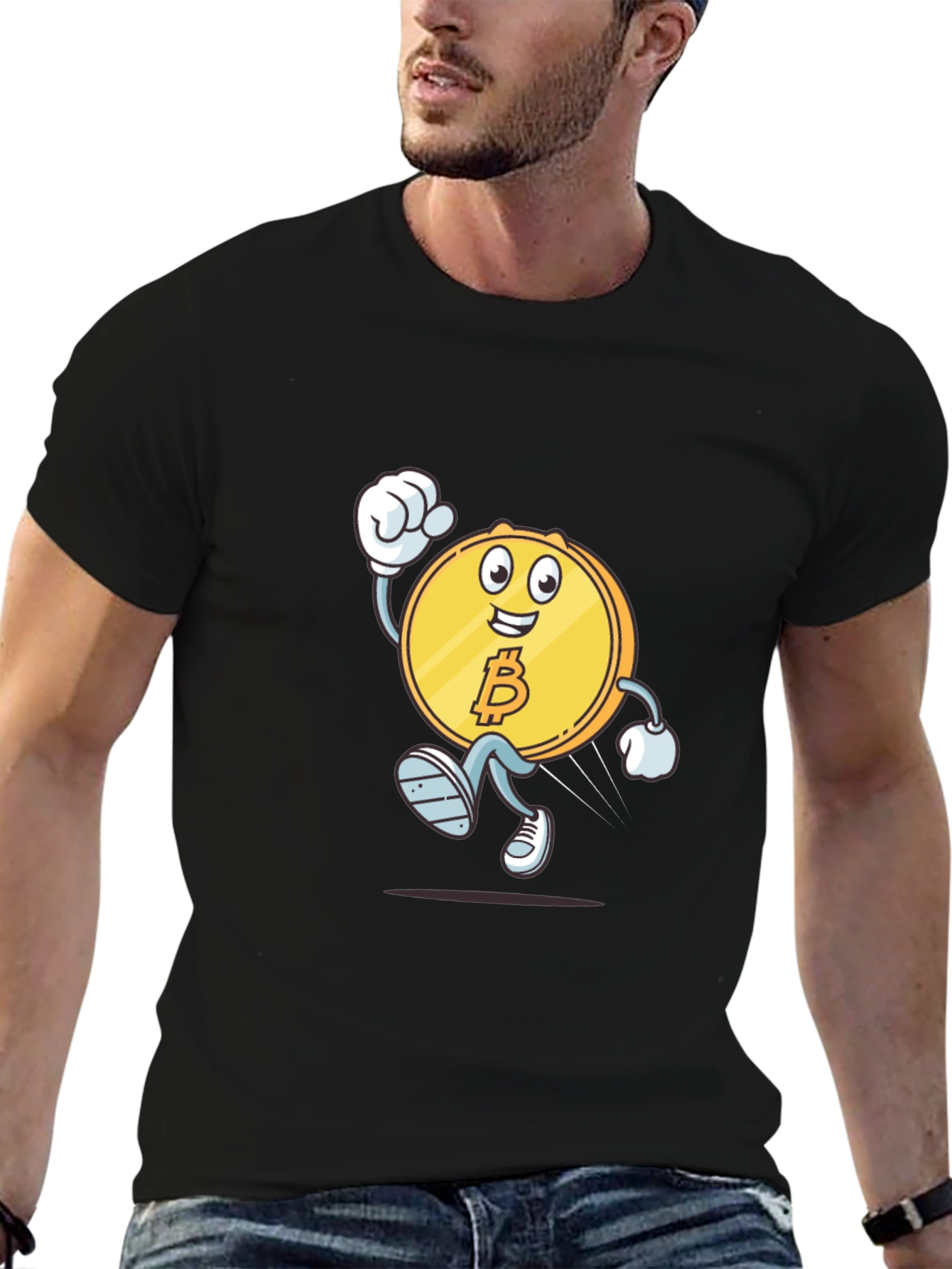 Bitcoin Cartoon Black T-Shirt