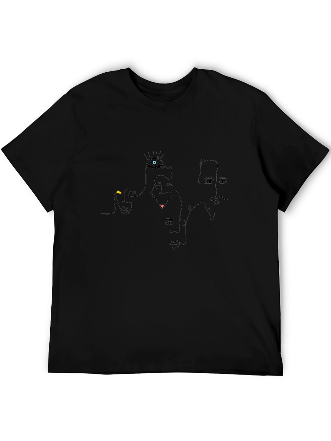 Abstract Faces Black Graphic Tee