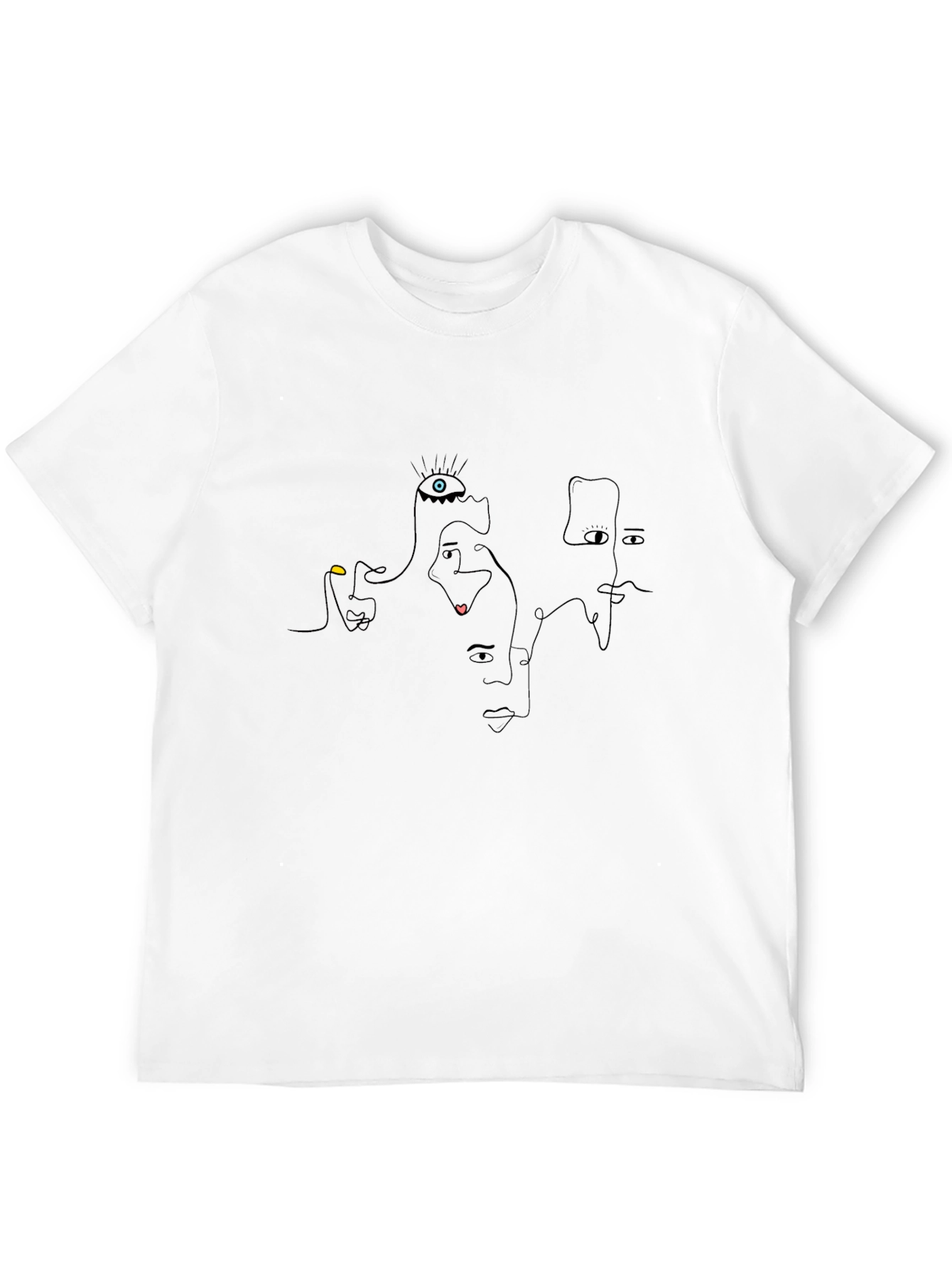 Abstract Faces Black Graphic Tee