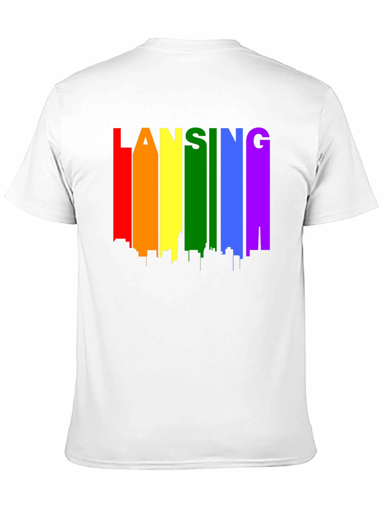 Lansing Pride T-Shirt - Rainbow Skyline