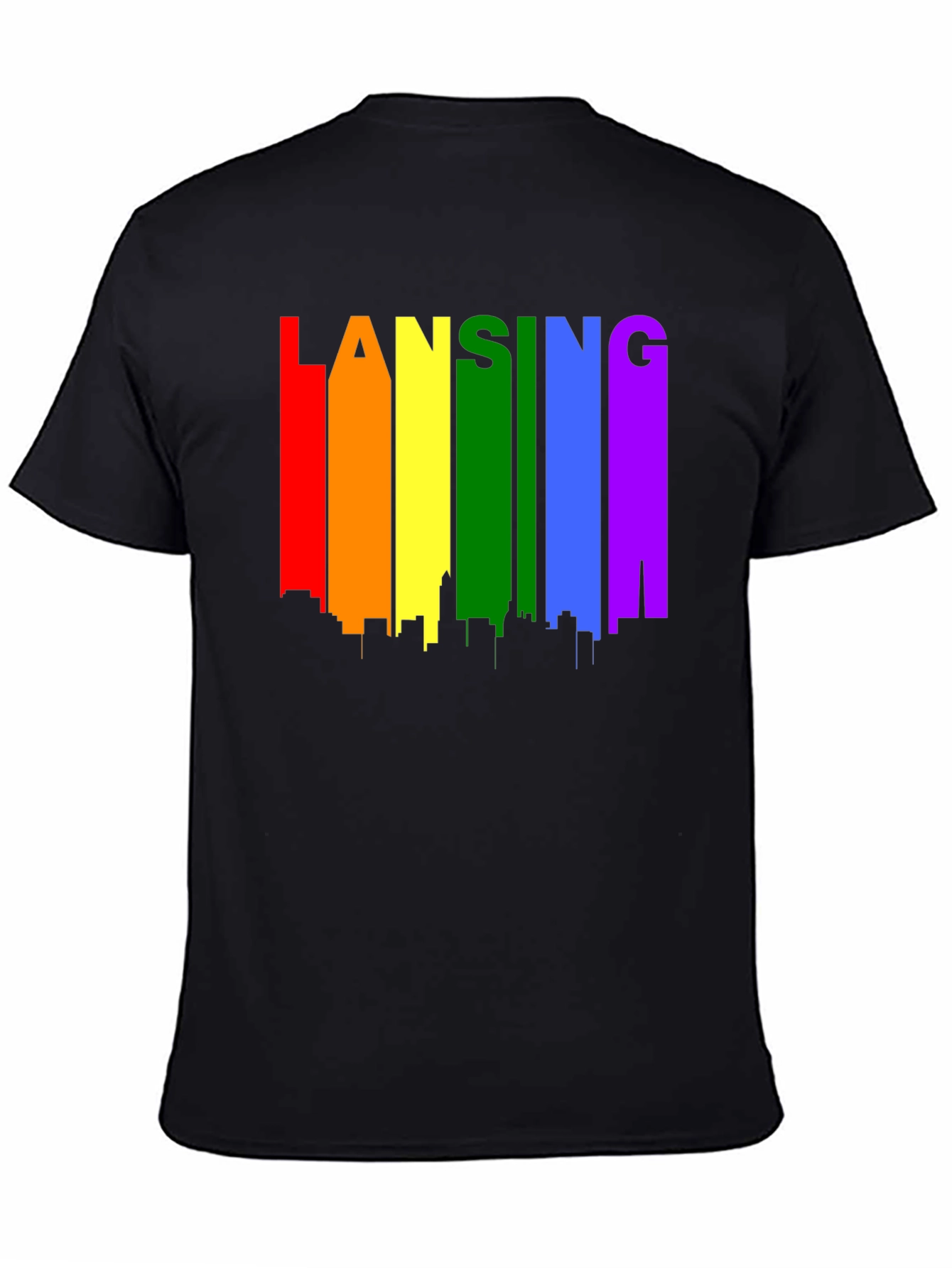 Lansing Pride T-Shirt - Rainbow Skyline