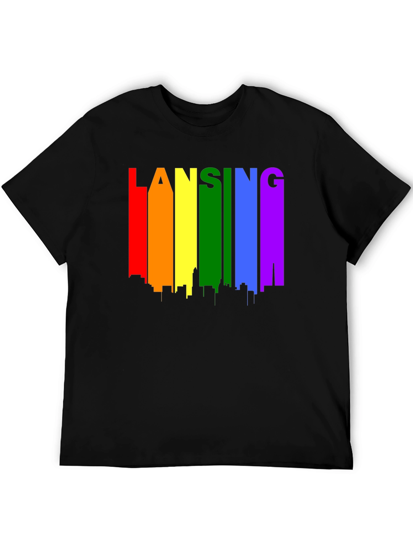 Lansing Pride T-Shirt - Rainbow Skyline