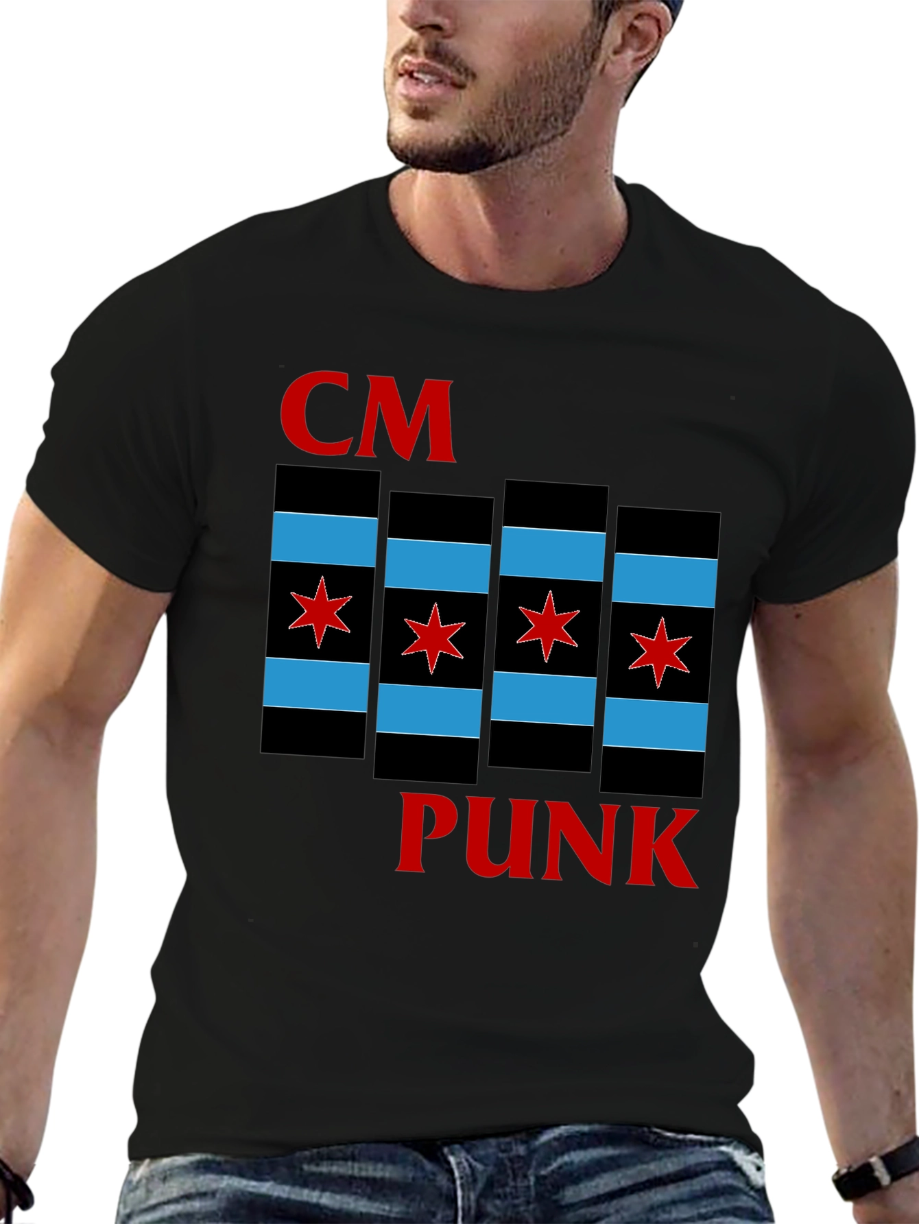 CM Punk Chicago Flag T-Shirt