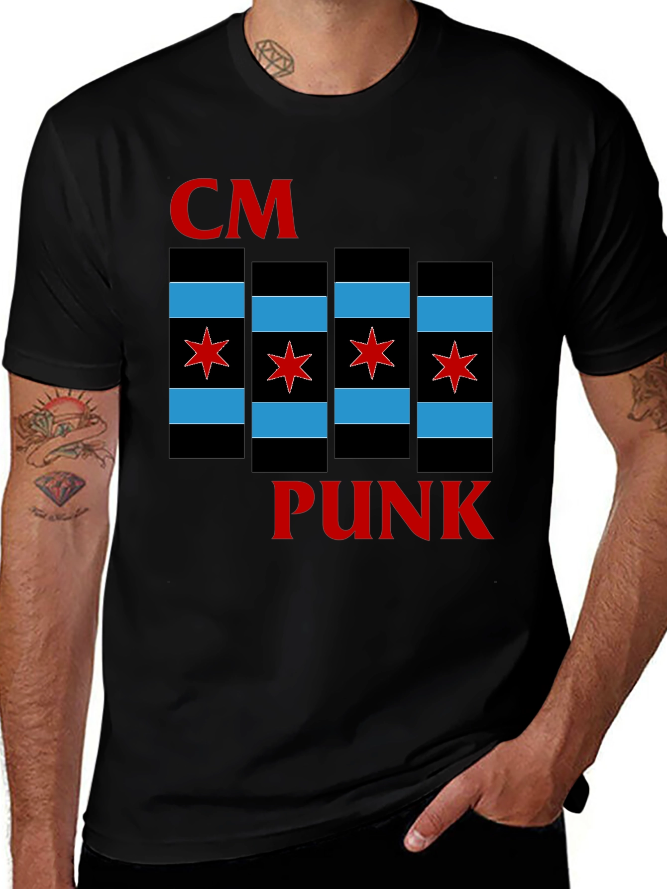 CM Punk Chicago Flag T-Shirt