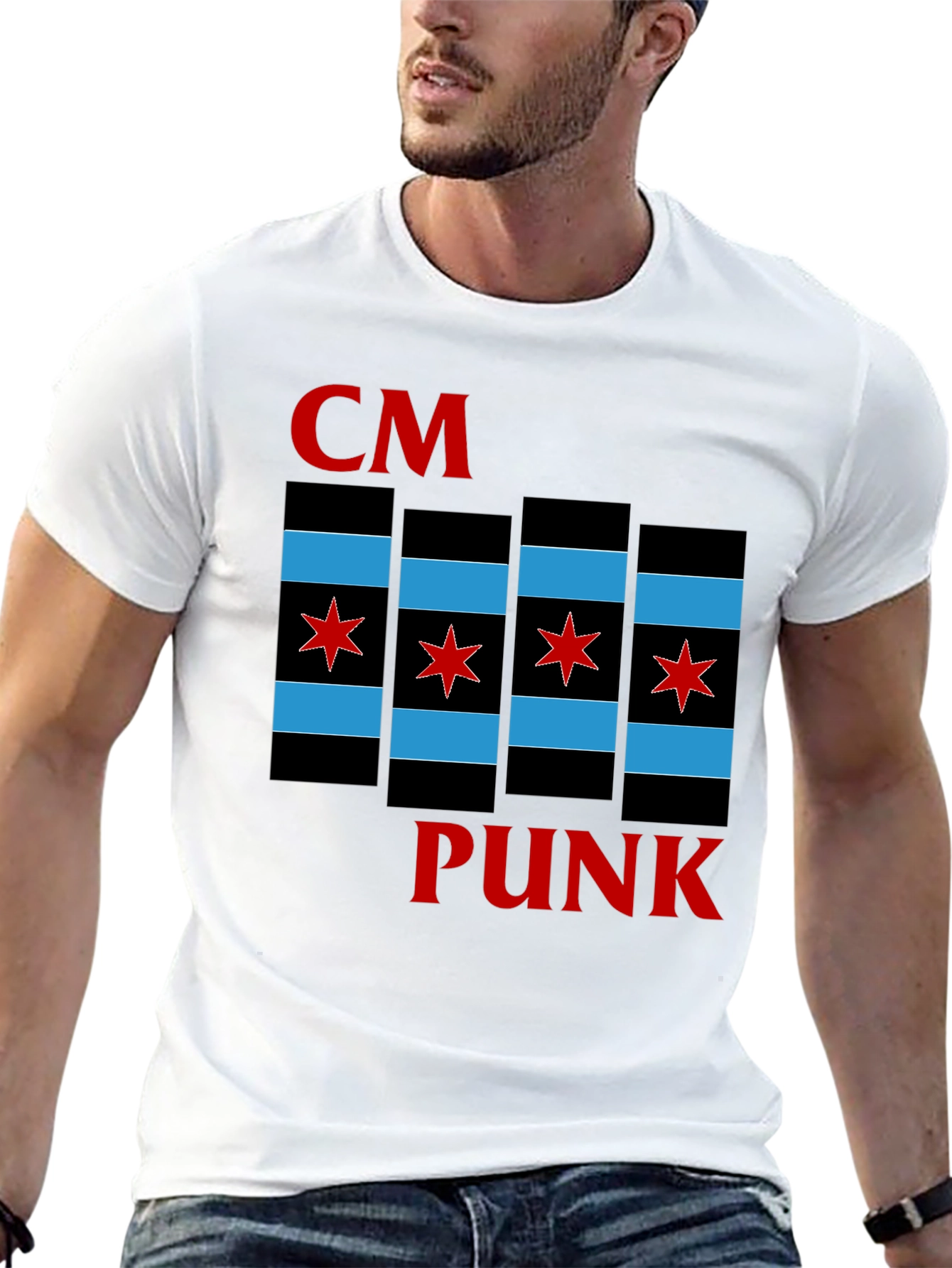 CM Punk Chicago Flag T-Shirt