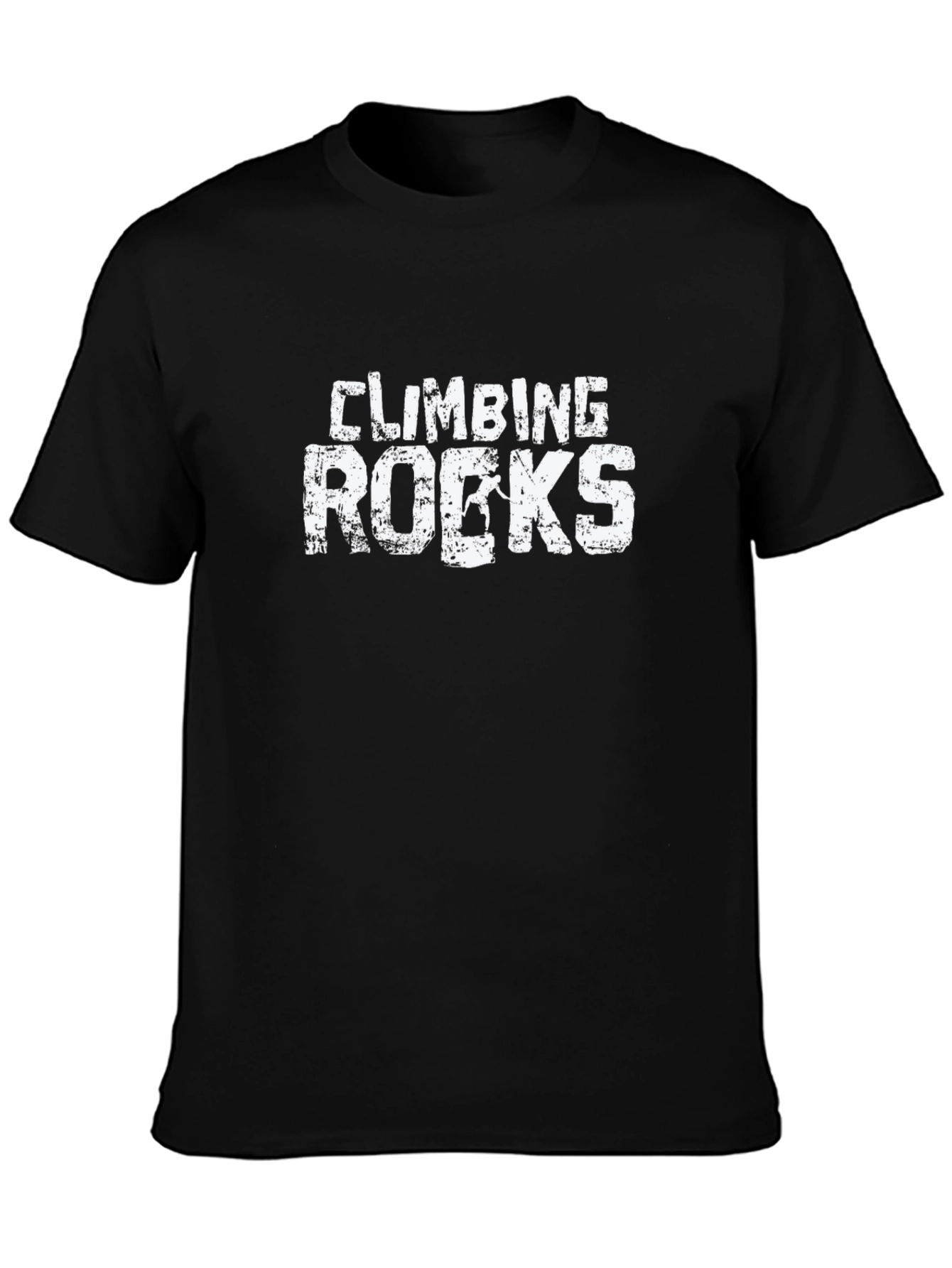 Climbing Rocks Graphic Tee - Black Cotton Casual Shirt