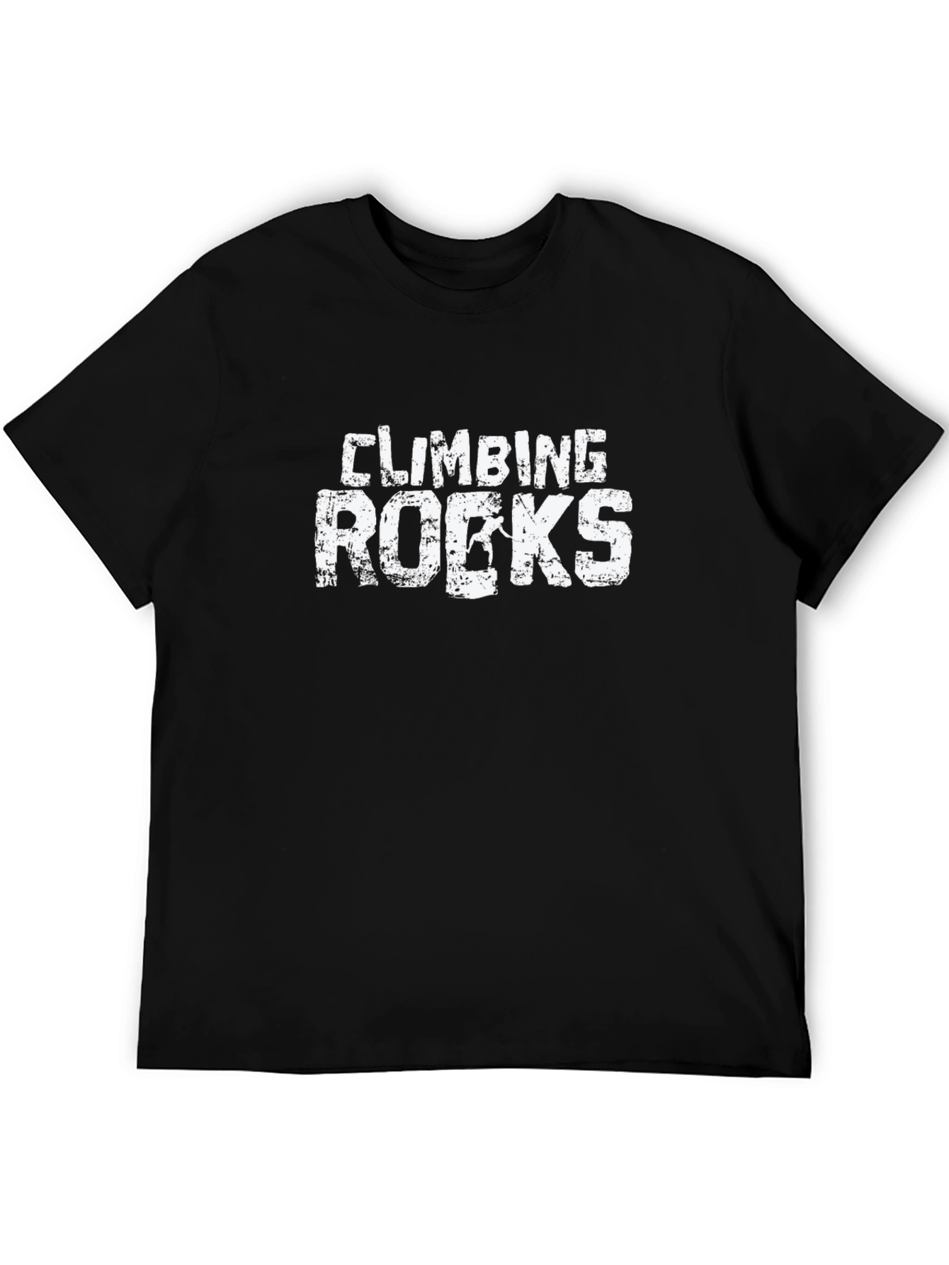 Climbing Rocks Graphic Tee - Black Cotton Casual Shirt