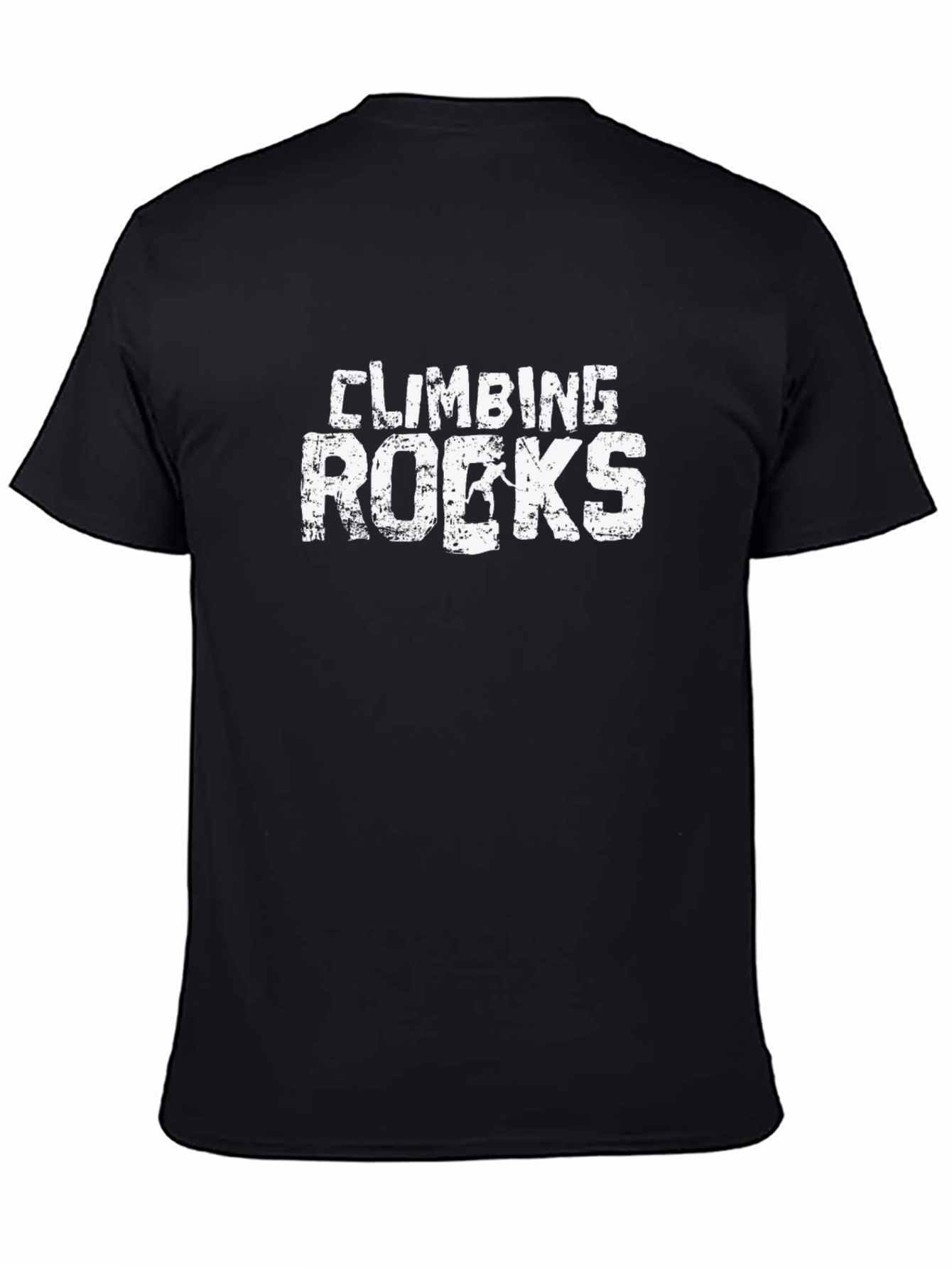 Climbing Rocks Graphic Tee - Black Cotton Casual Shirt